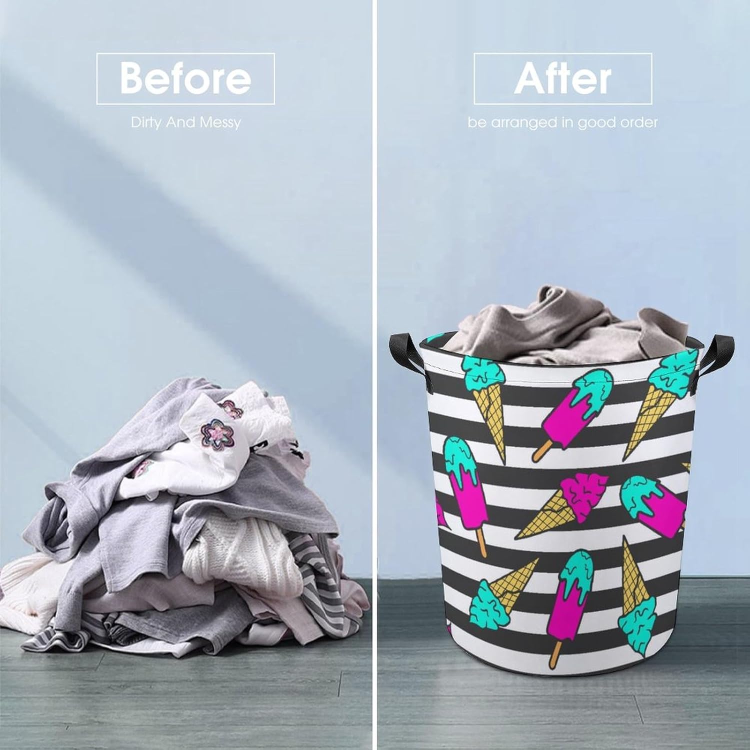 MEIKKO Colorful Ice Cream Summer Laundry Hamper