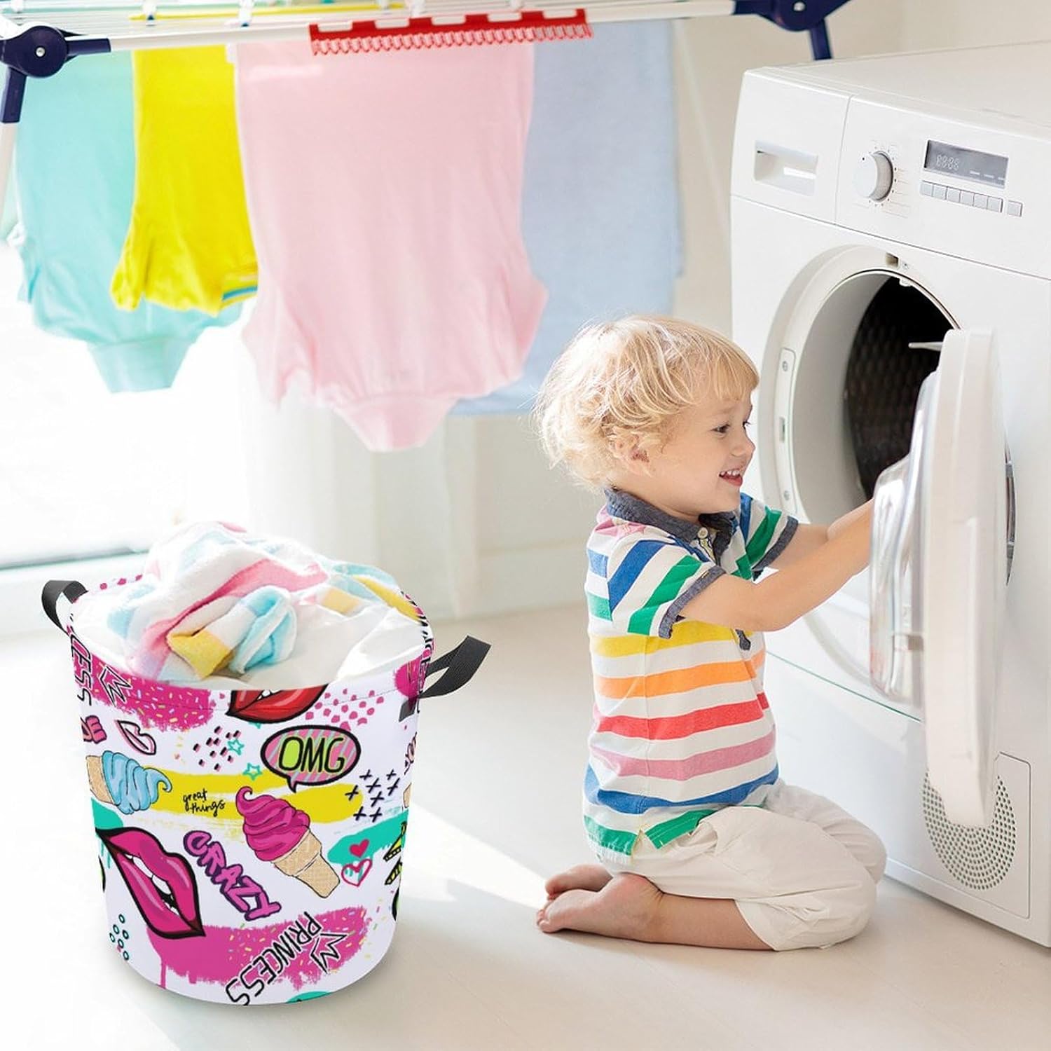 Cute Sticker Ice Cream Laundry Hamper
