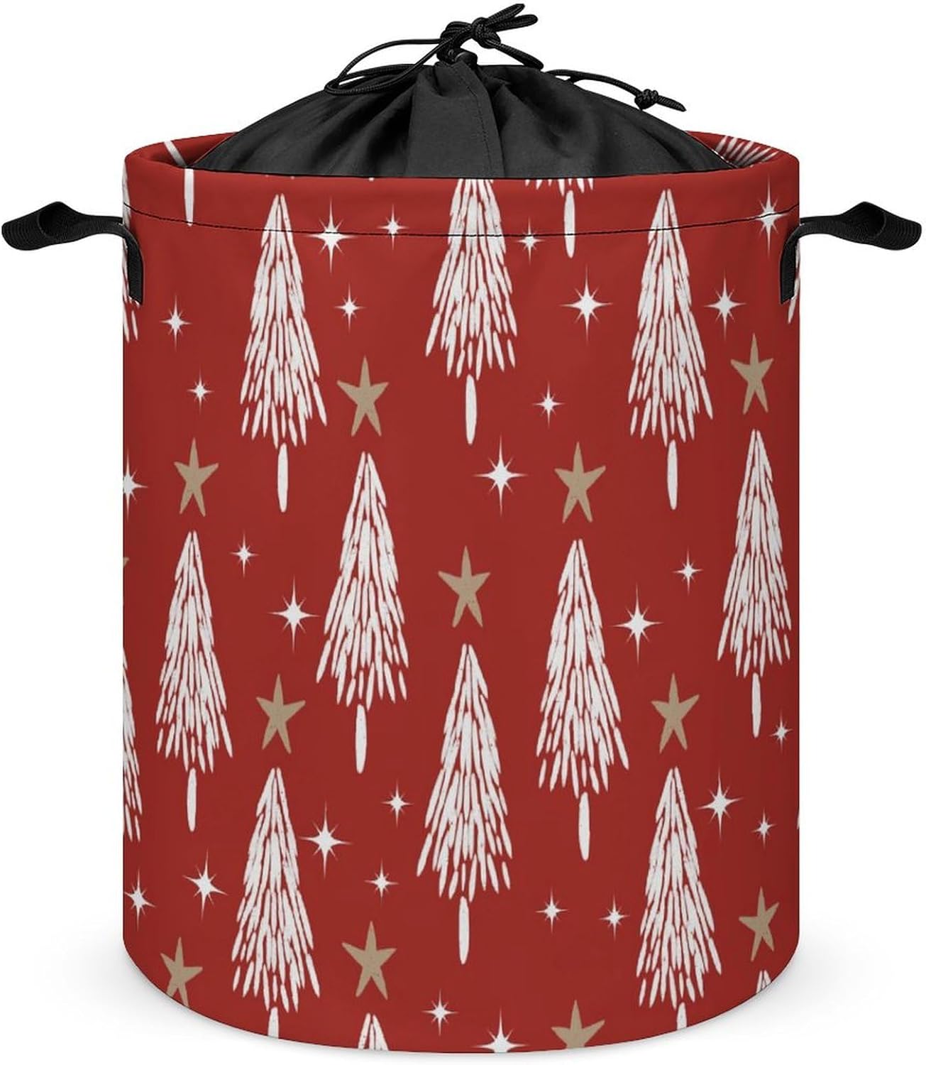 Red Christmas Trees Collapsible Star Laundry Hamper
