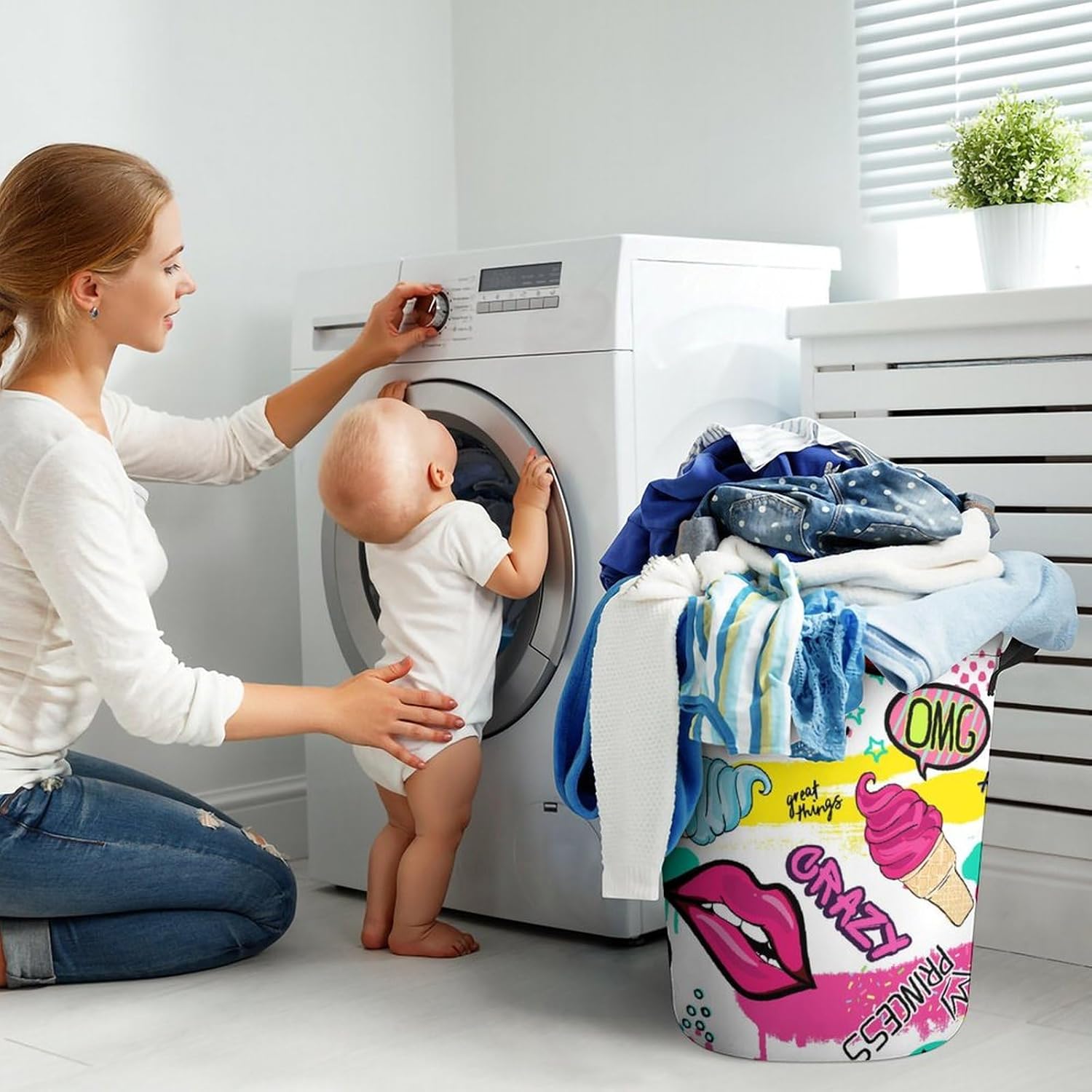 Cute Sticker Ice Cream Laundry Hamper