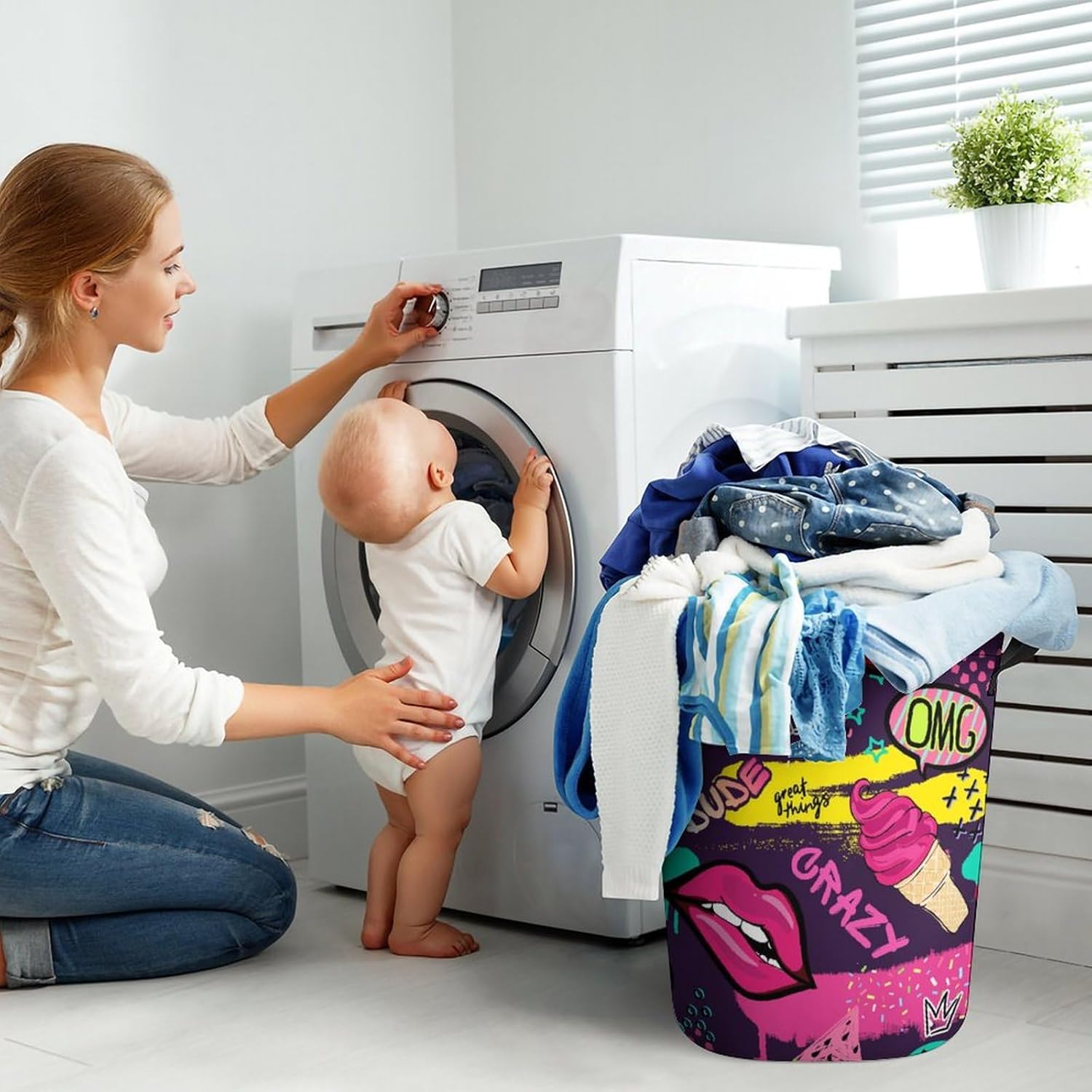 Collapsible Ice Cream Laundry Hamper