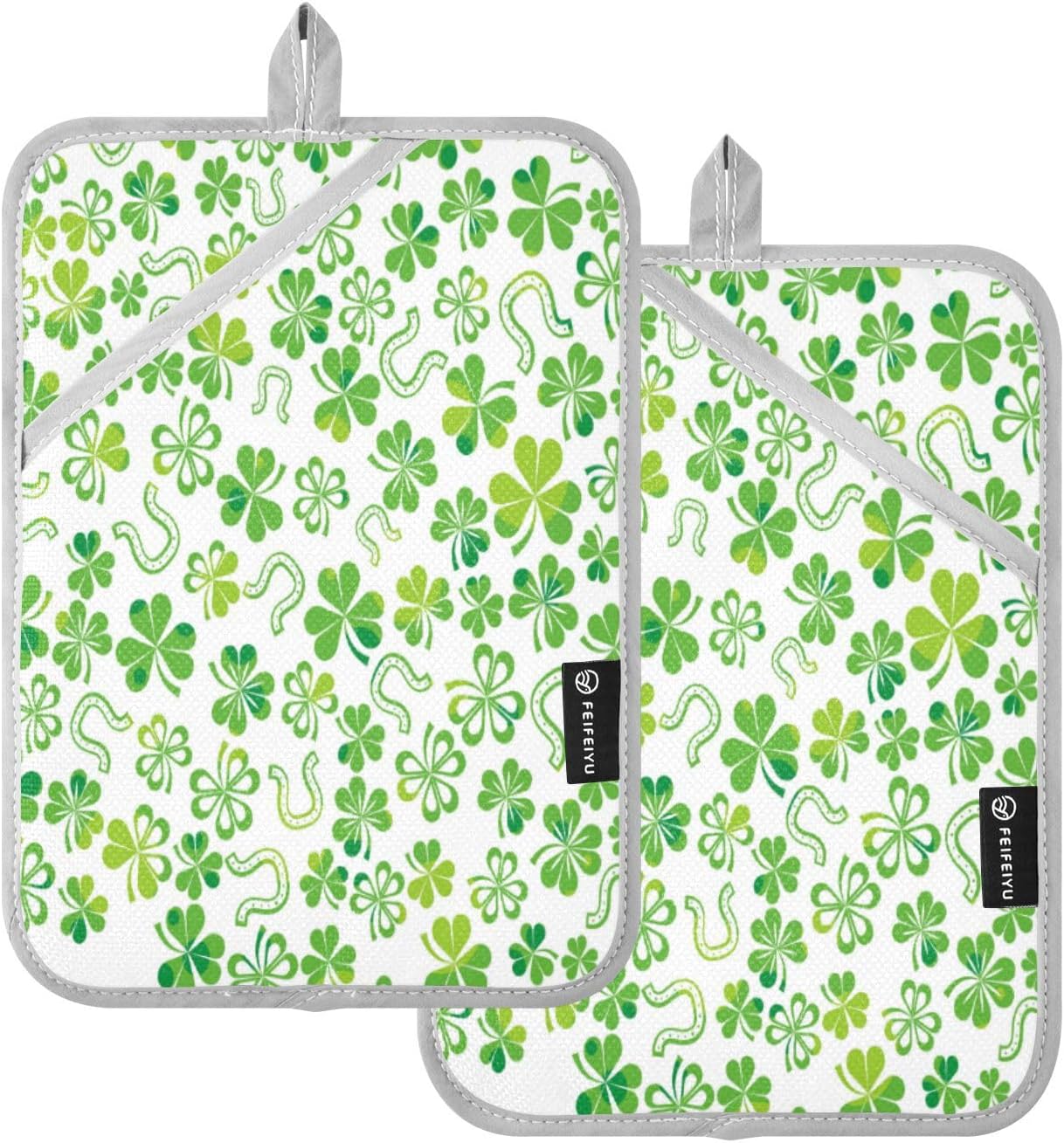 Kcldeci Green Shamrock Potholders 2-Pack