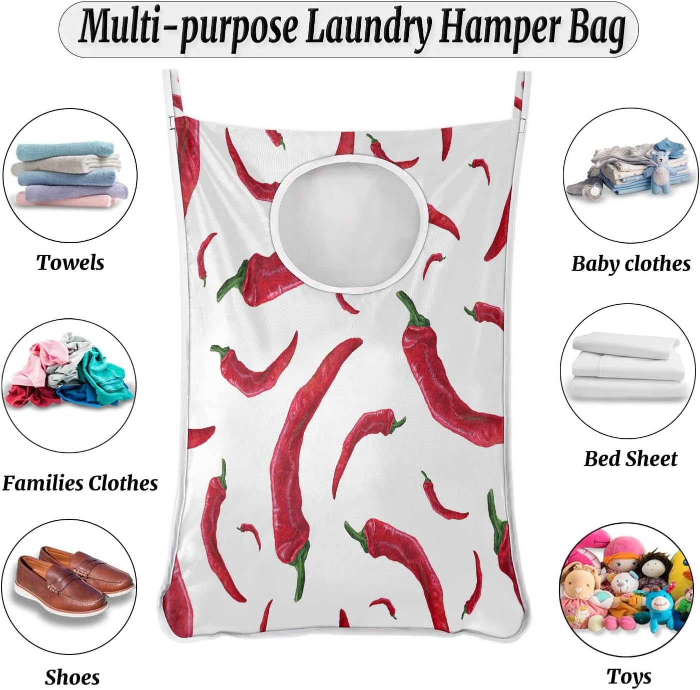 Hanging Laundry Hamper Bag - Compact Sturdy for Dirty Clothes