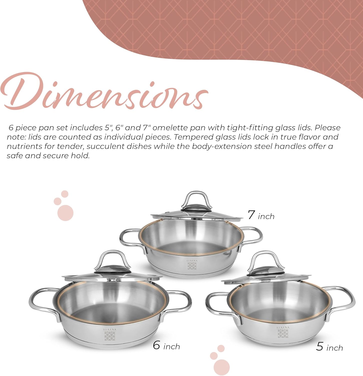 Serenk 7-Piece Stainless Steel Cookware Set for Home Use