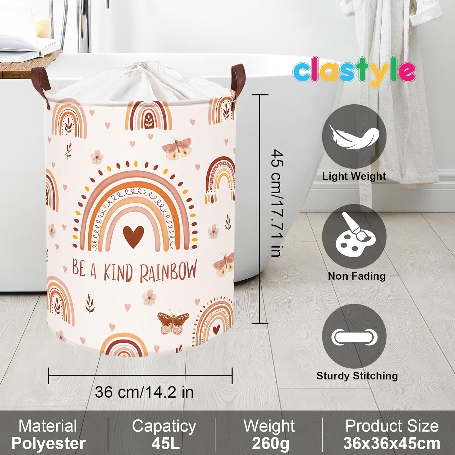 Clastyle Boho Pink Rainbow Laundry Hamper