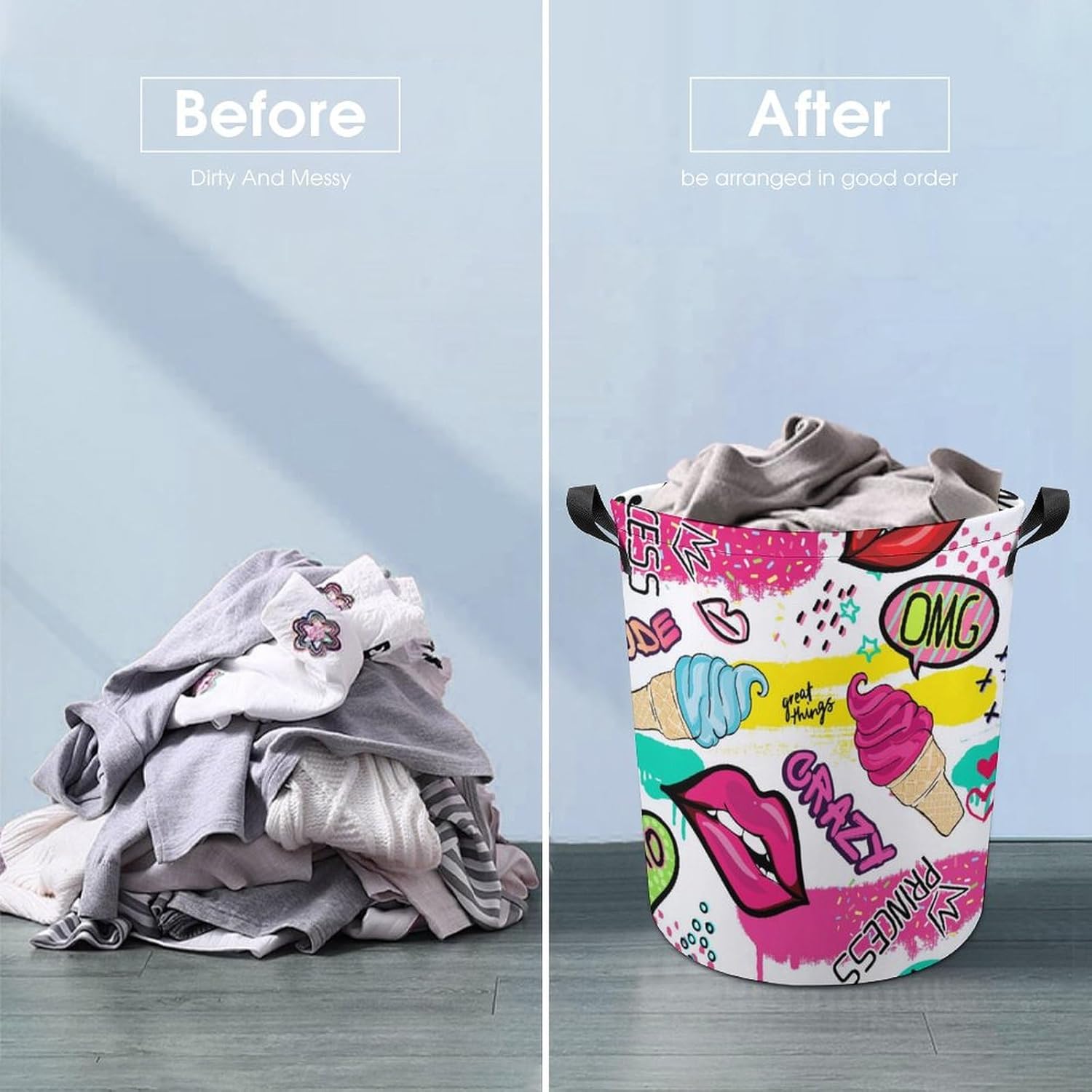 Cute Sticker Ice Cream Laundry Hamper