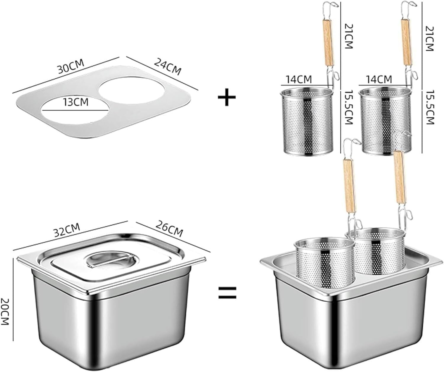 Stainless Steel Pasta Cooker Insert Set with 2 Holes