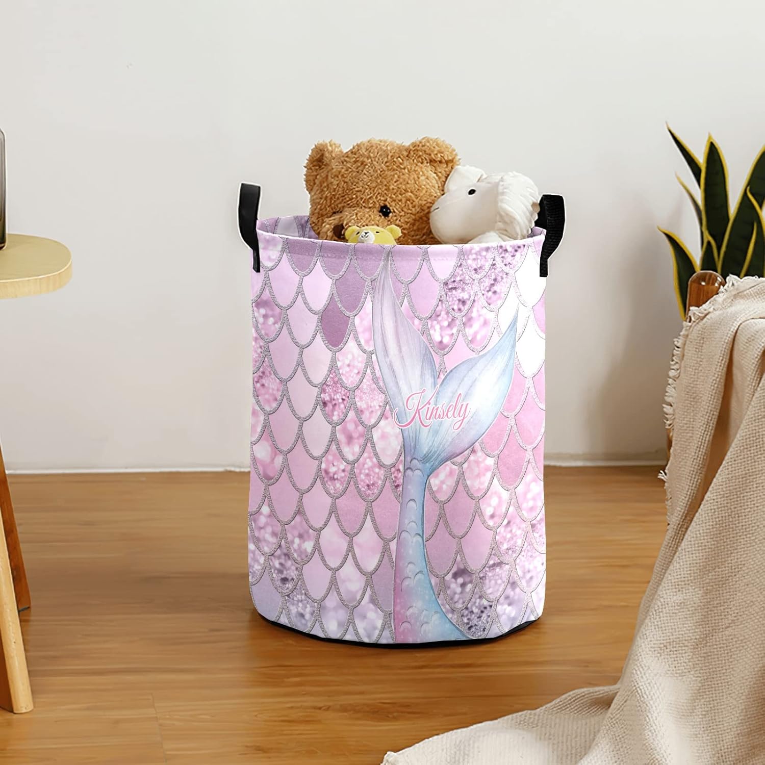 Mermaid Glitter Scales Personalized Laundry Basket