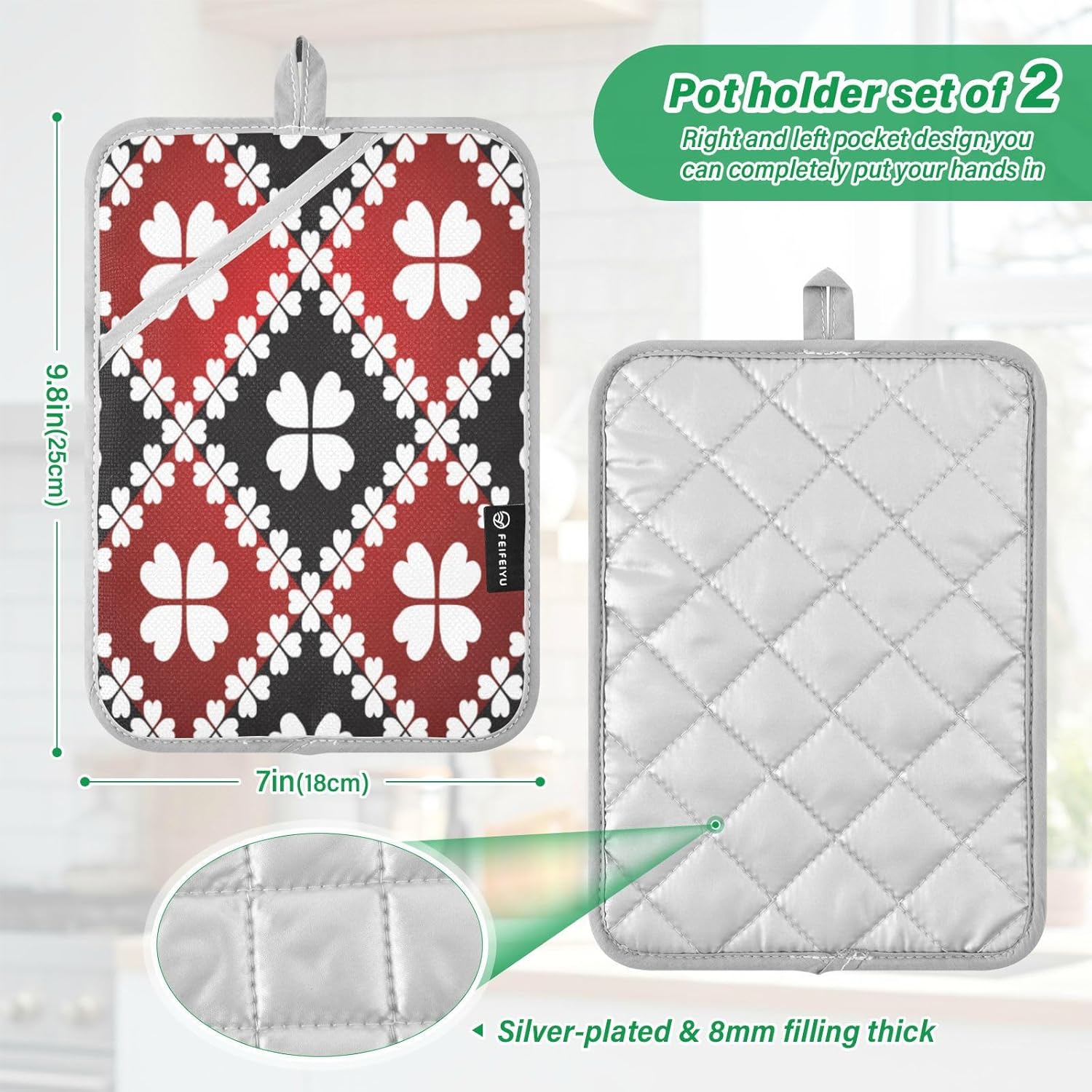 Hot Days in the Kitchen Shamrock Clover Potholders