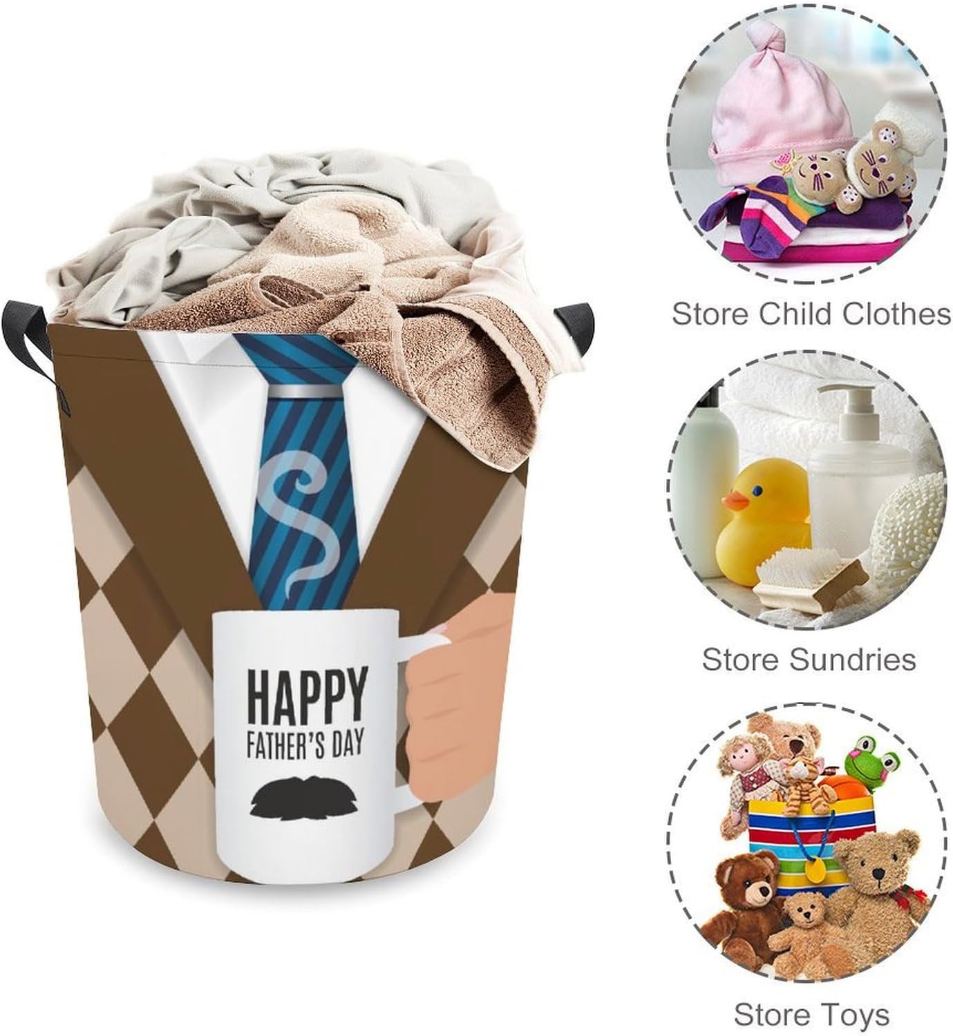Happy Fathers Day Laundry Hamper with Handles