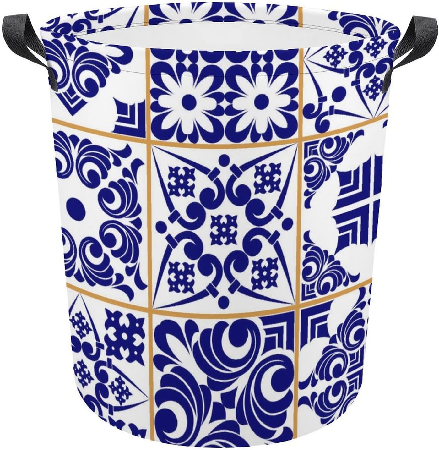 MEIKKO Blue Patchwork Tile Laundry Hamper