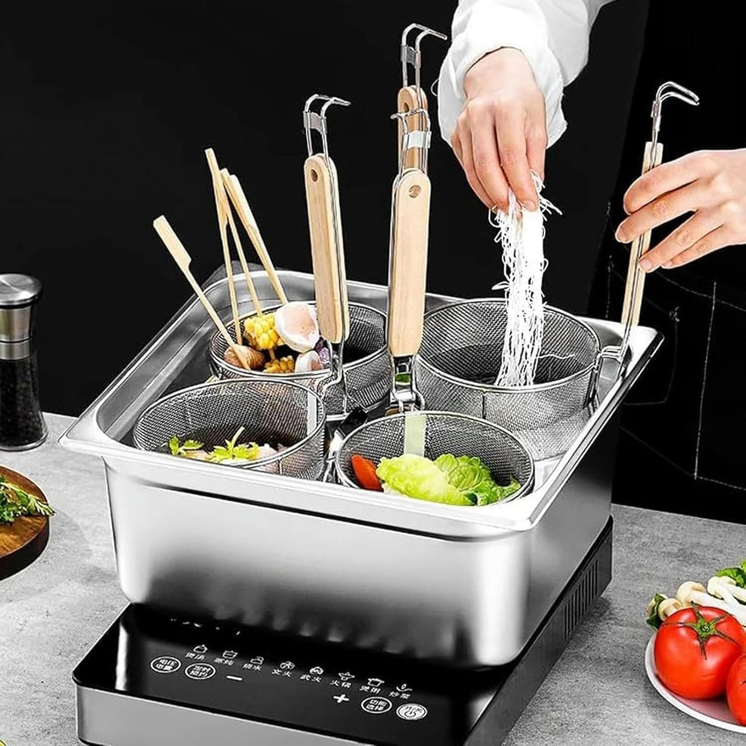 Bingwang 2 4 6 Hole Pasta Cooker Set with Colander