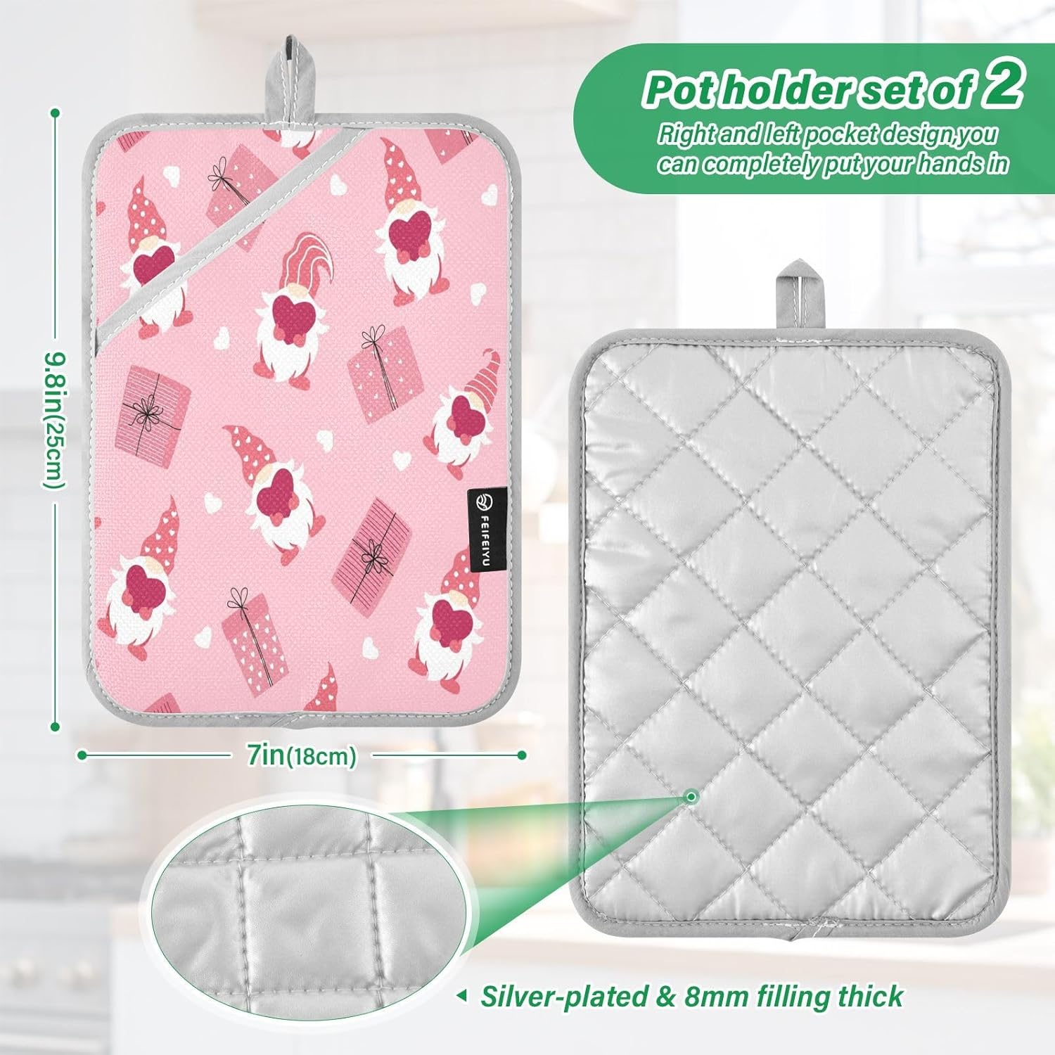 Heat-Resistant Potholders with Design for Kitchen Use