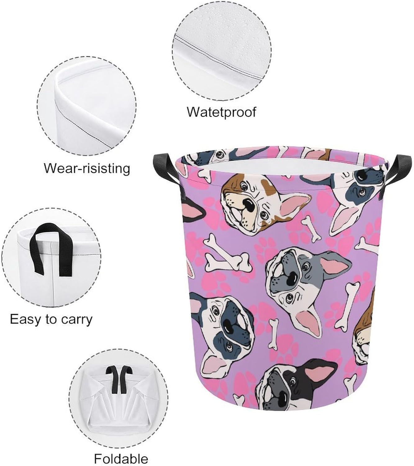 French Bulldog Waterproof Storage Basket with 173 x 138 Capacity