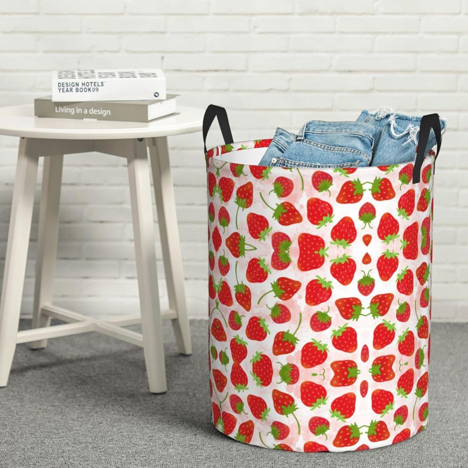 Strawberry Circular Hamper Stylish Storage Solution for Laundry