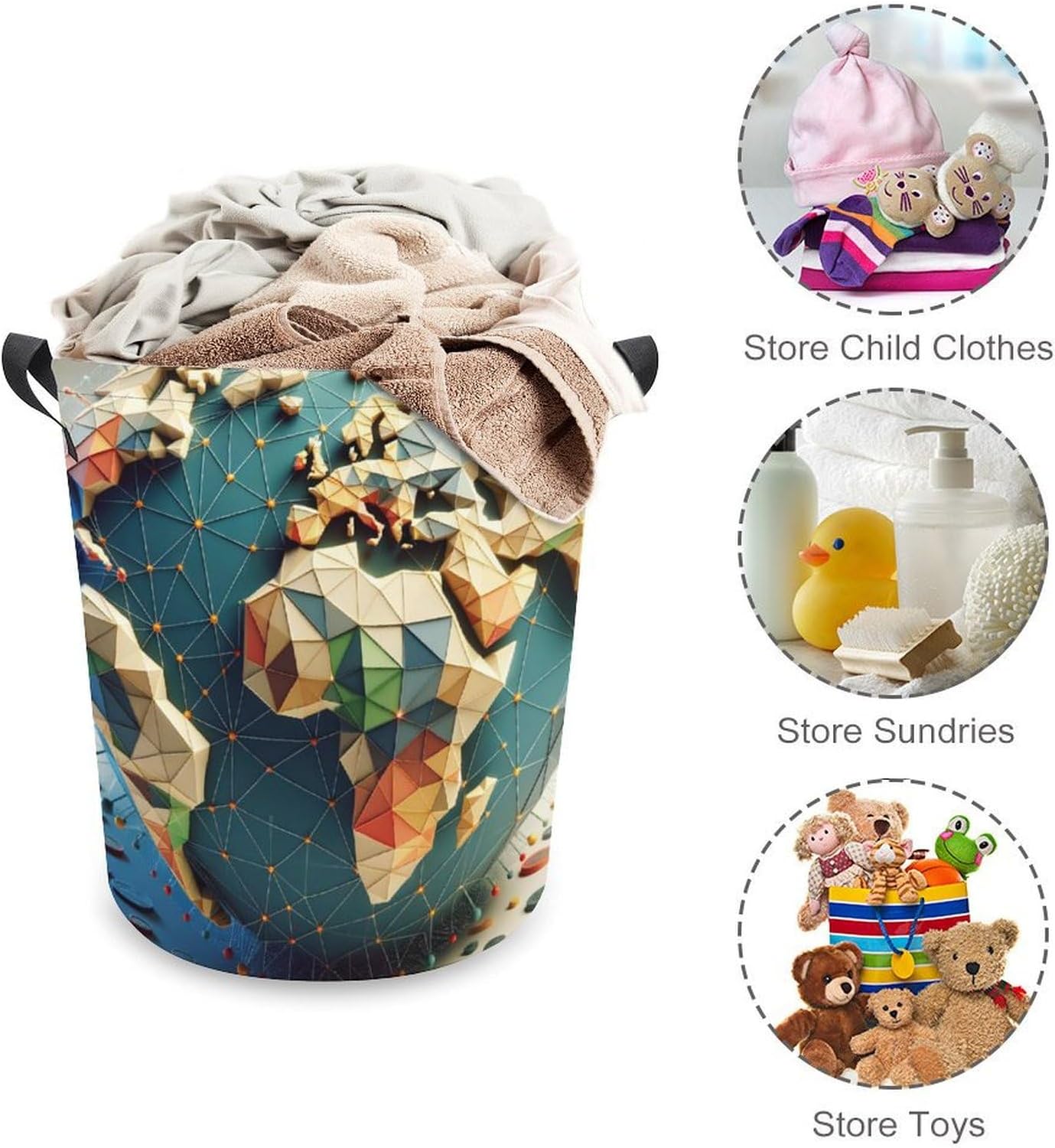 3D Earth Map Ball The Ultimate Collapsible Laundry Hamper