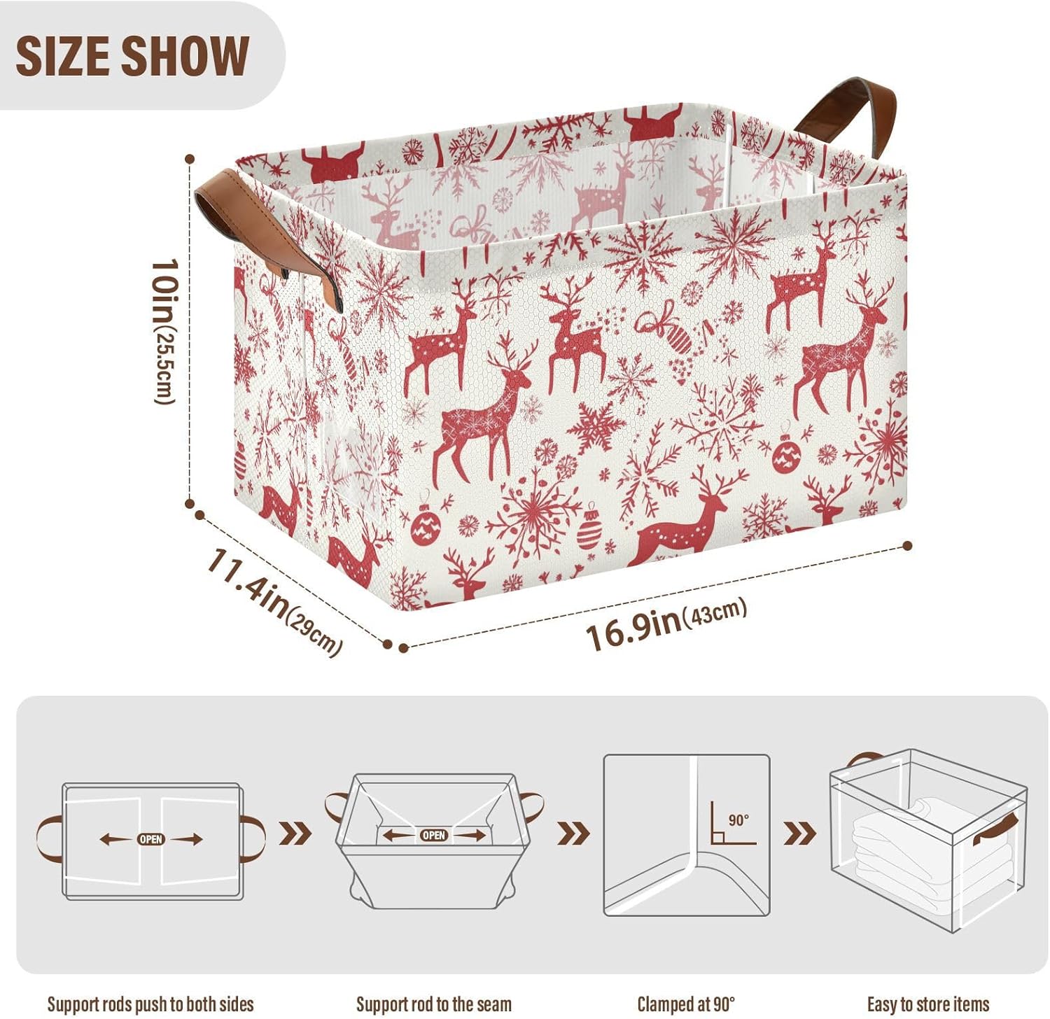 Christmas Reindeer Storage Bin for Laundry Hamper 169x114x10inch