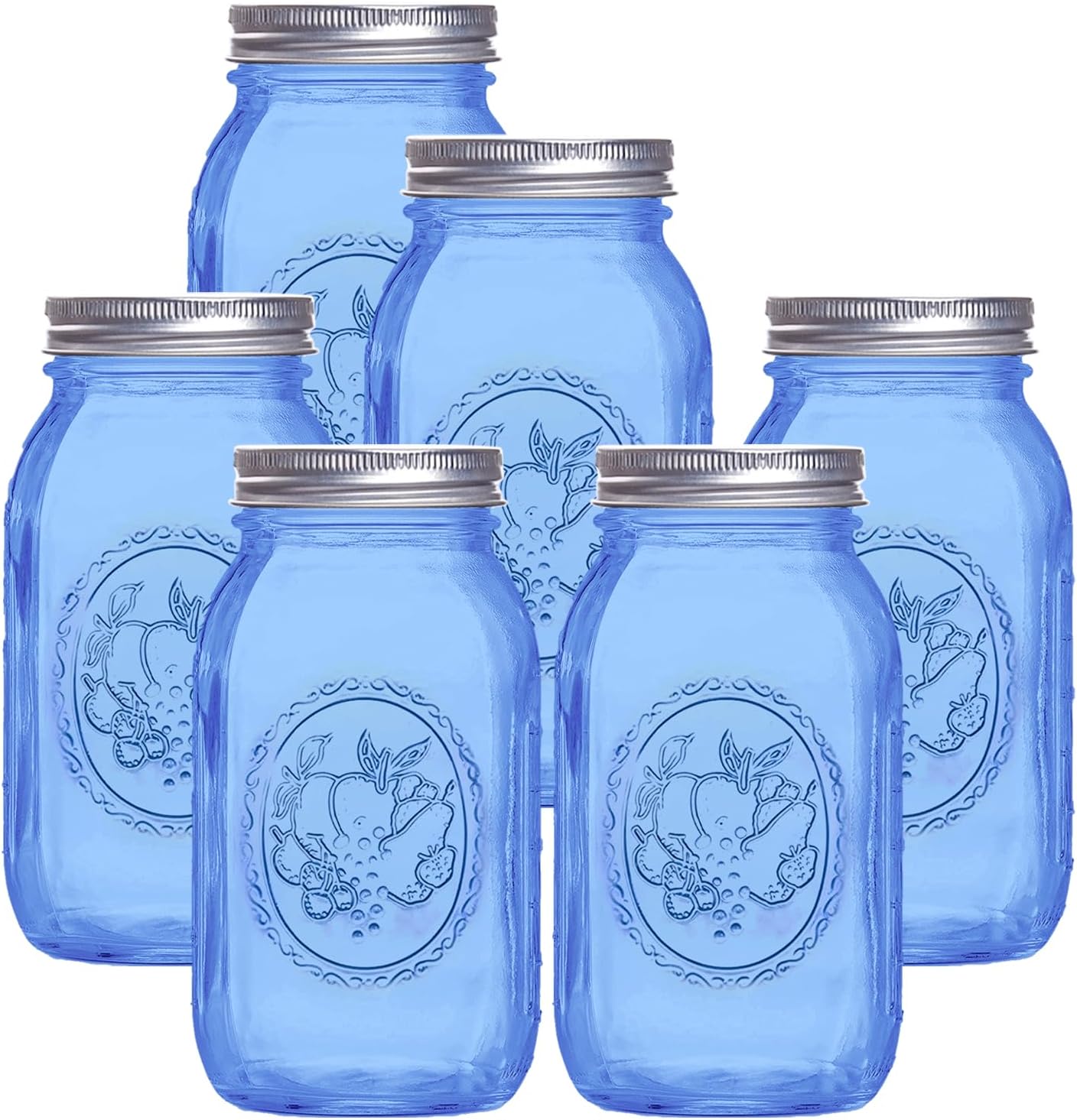 Elegant Blue Mason Jars 6-Pack