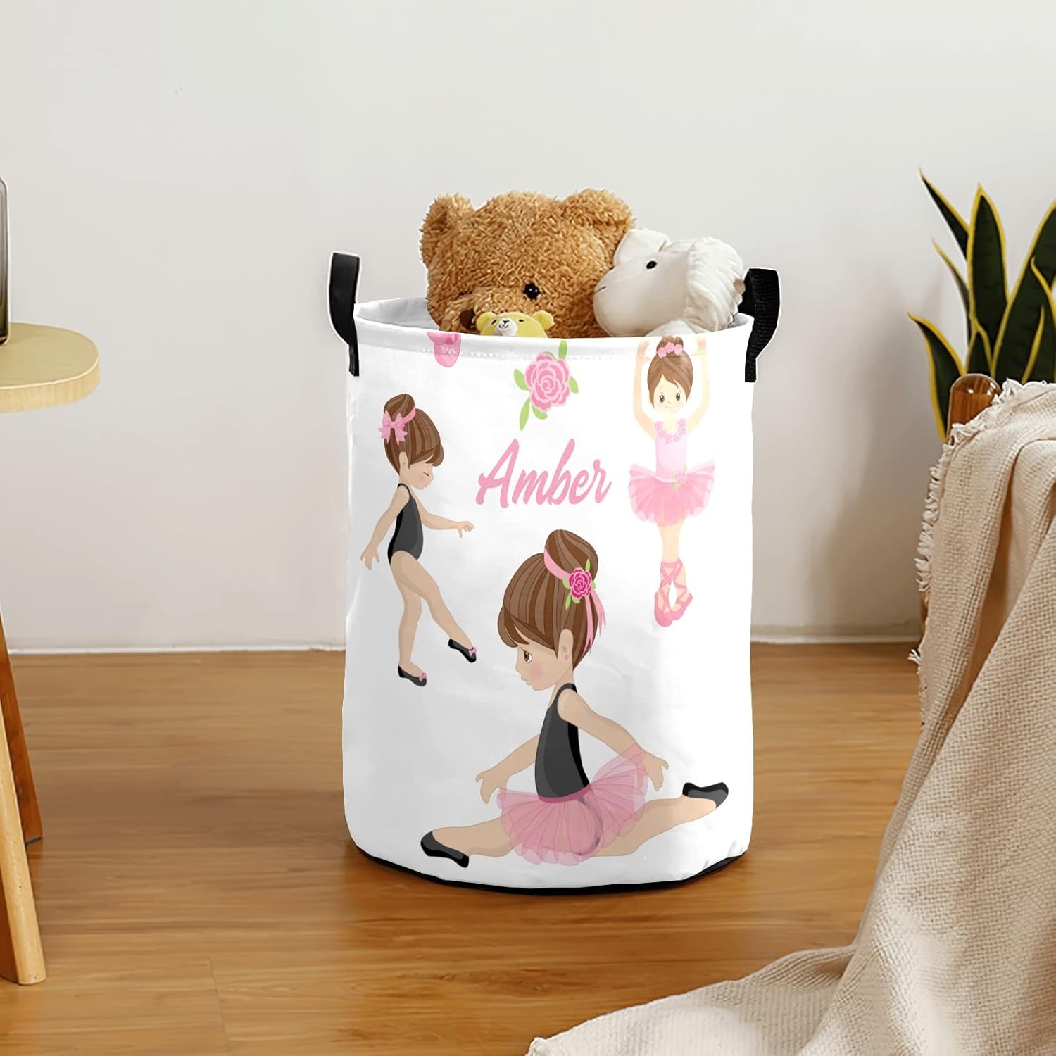 Personalized Ballet Storage Basket with Handles for Laundry