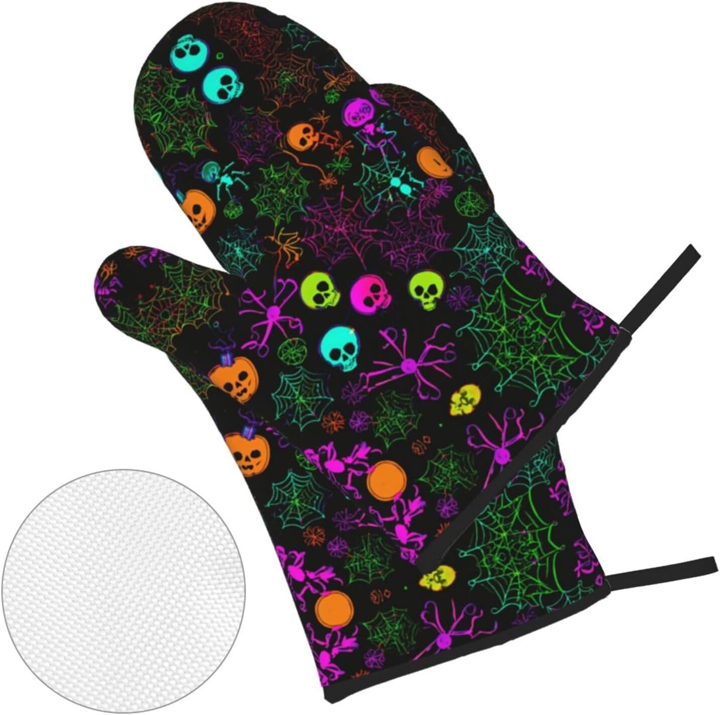 Halloween Skull Print Oven Mitts Set of 4