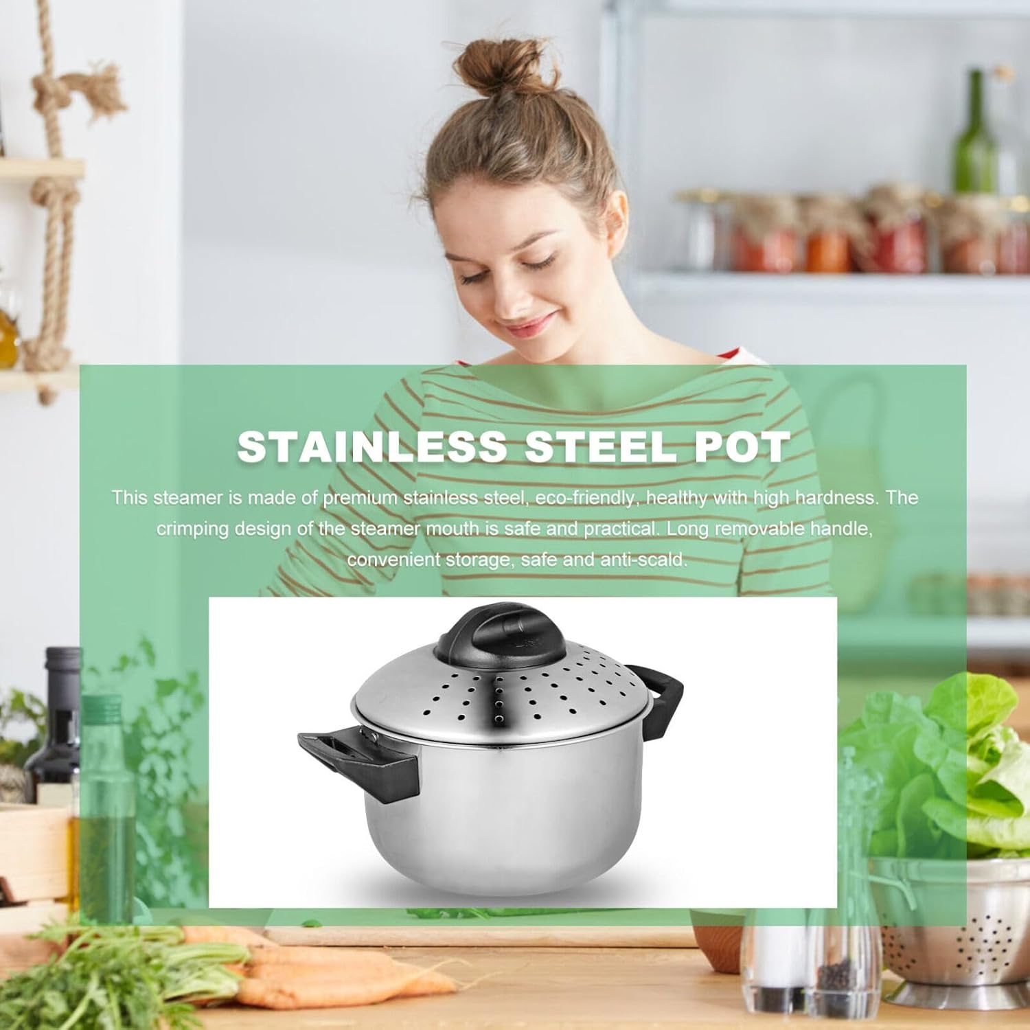 Hemoton Stainless SteelCooking Pot pasta pot Noodles 16CM