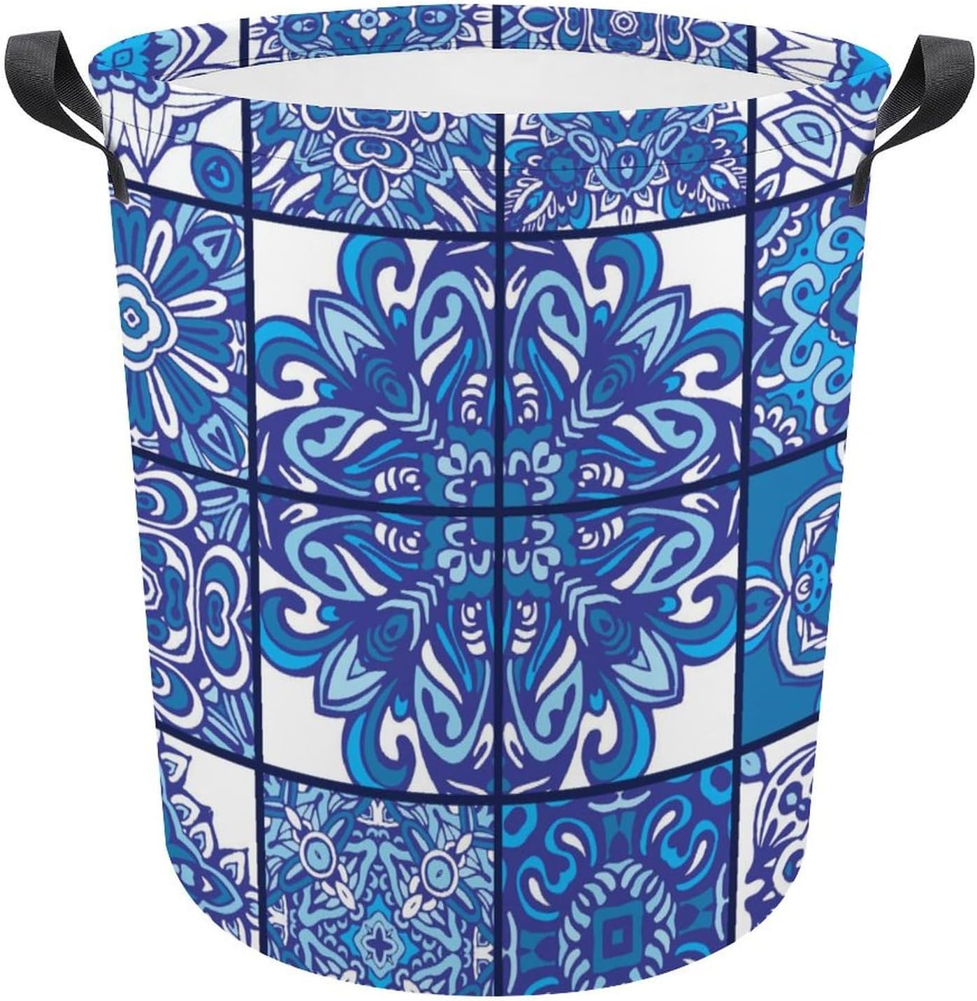 Blue Ethnic Tiles Geometric Laundry Hamper