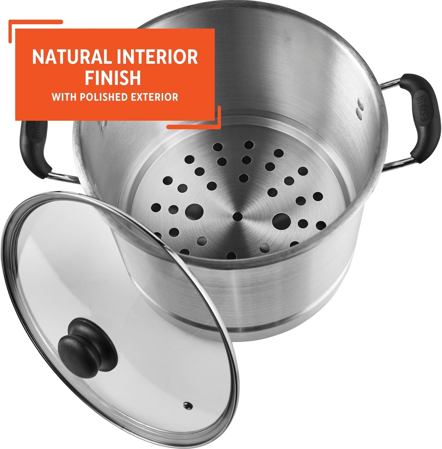 16-Quart Aluminum Steamer with Glass Lid Perfect for Food Preparation