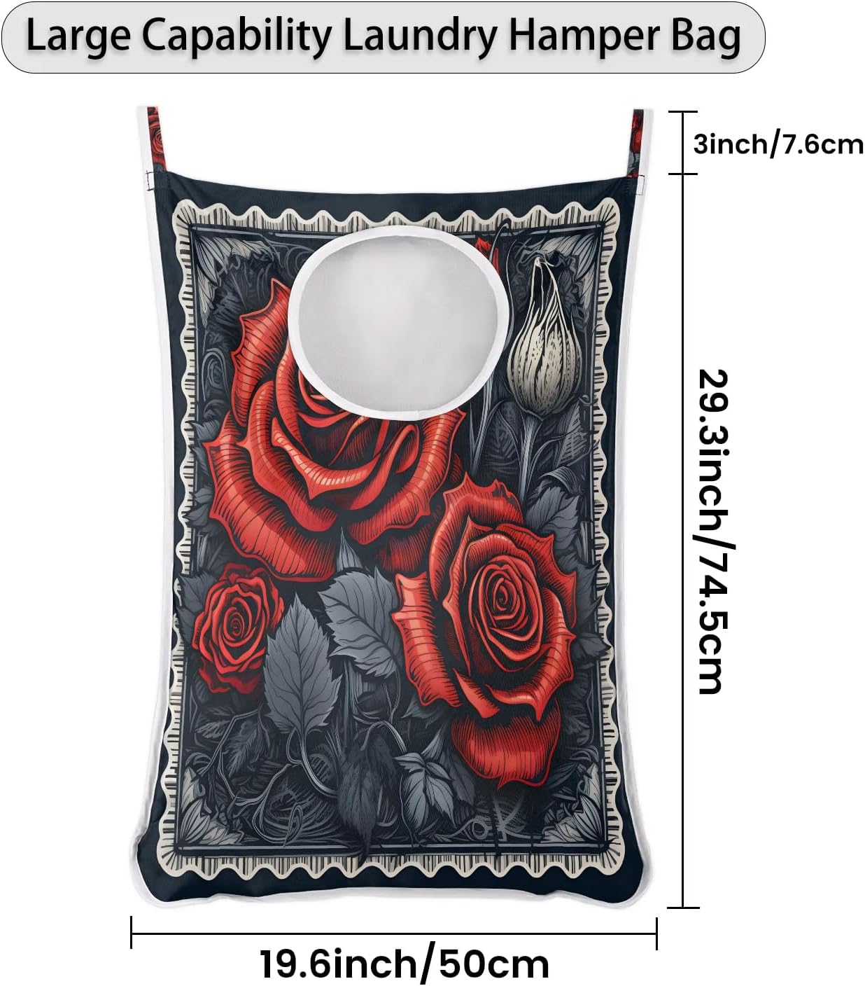 Foldable Red Rose Laundry Hamper for Efficient Storage