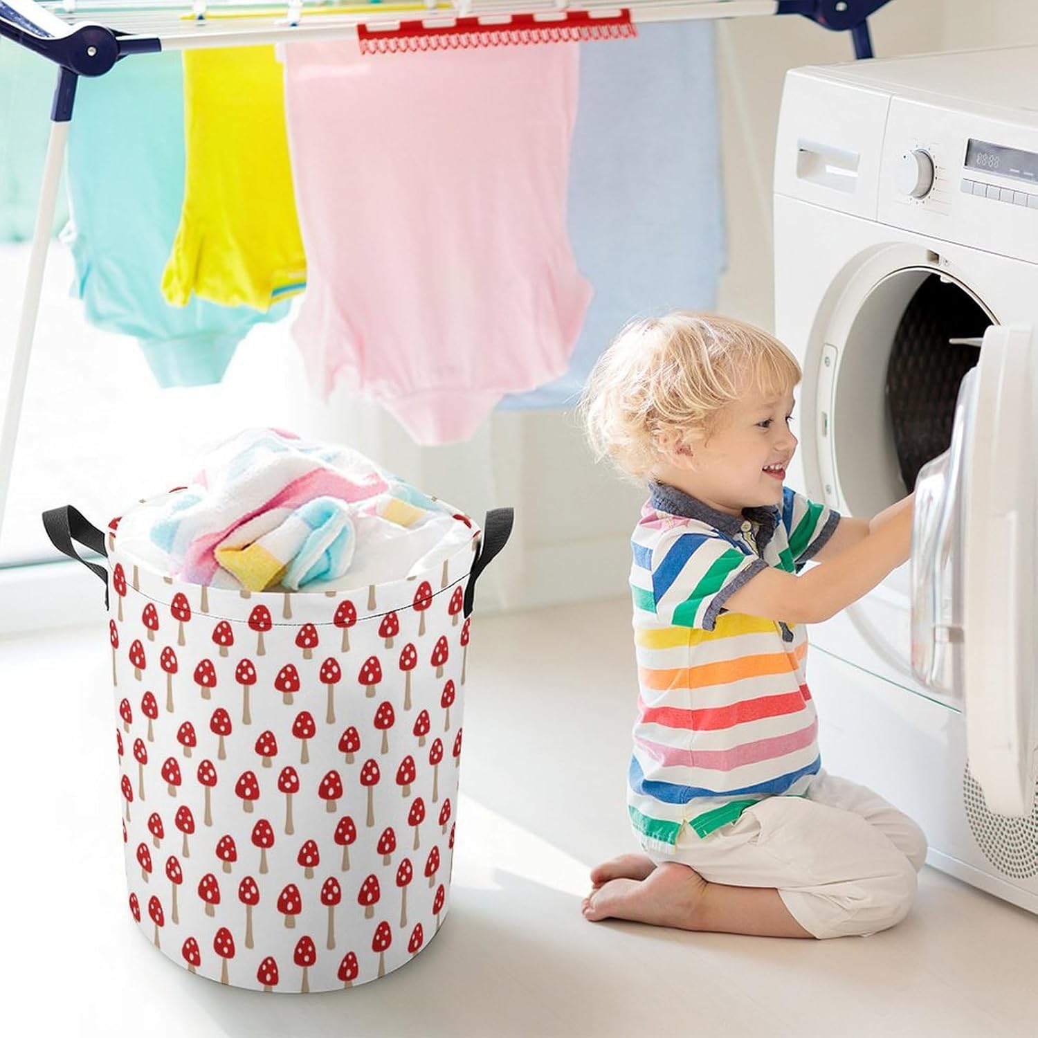 Durable Collapsible Mushroom Laundry Hamper for Home Bedroom Storage
