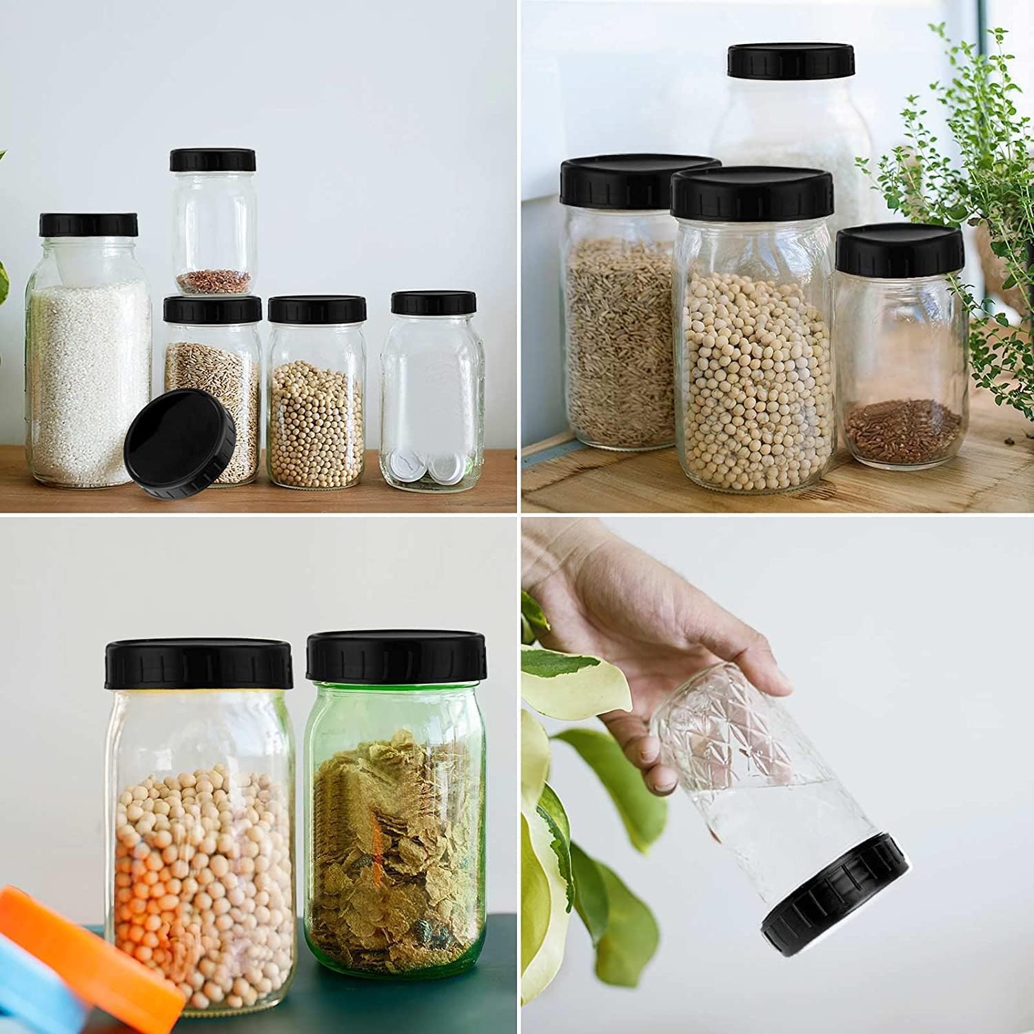 Pizga Plastic Mason Jar Lids 8pcs Leak-Proof Leak-Resistant Orange