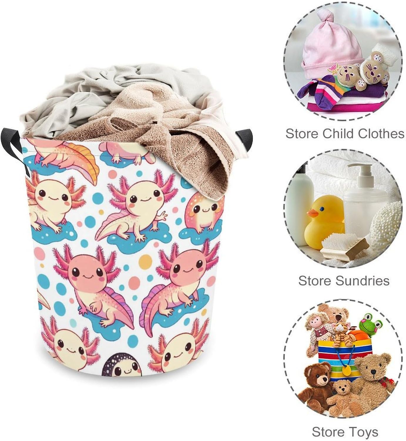 Cute Cartoon Laundry Hamper for Dorms Beds and More