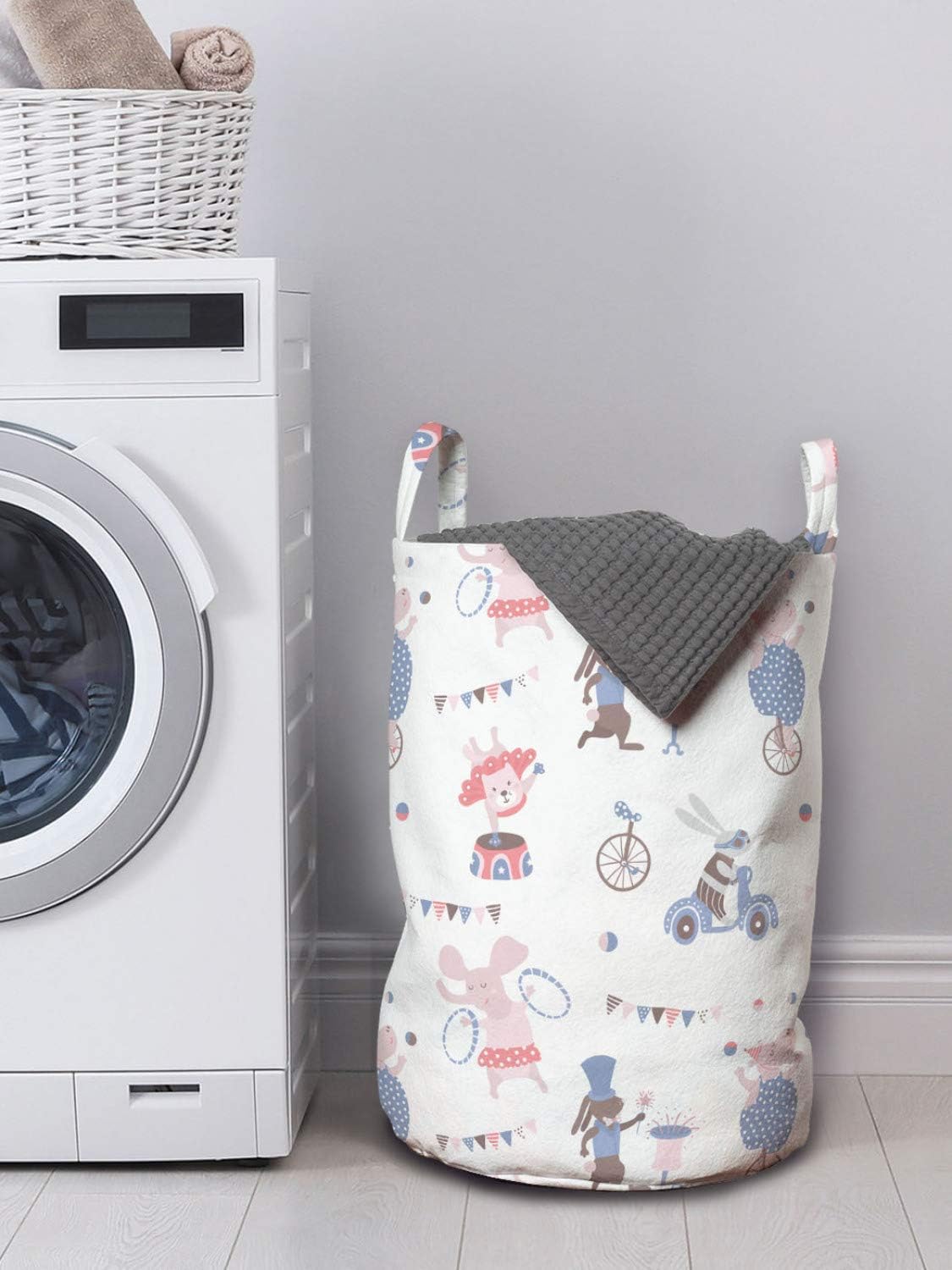 Ambesonne Circus Laundry Hamper Multicolor