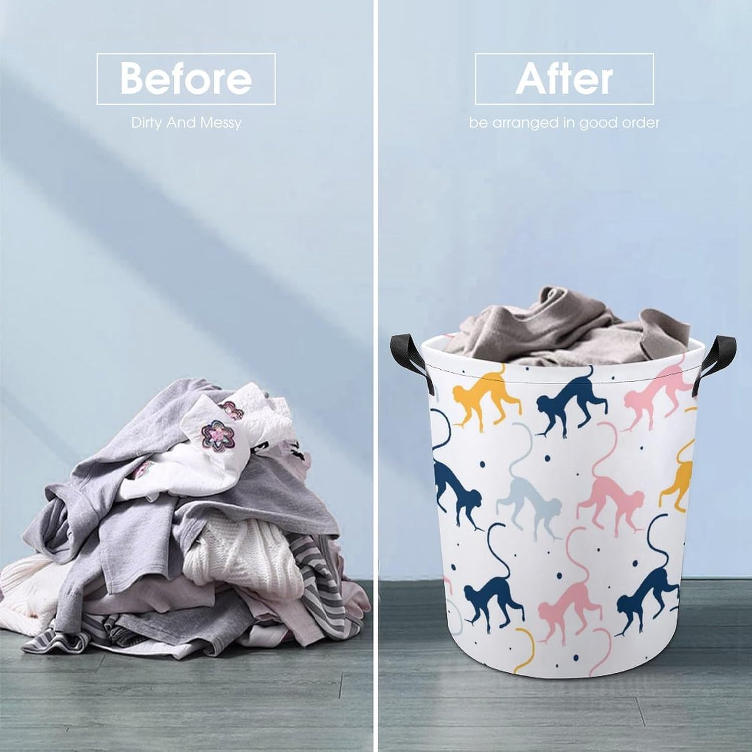 Meiko Abstract Monkey Pattern Storage Basket