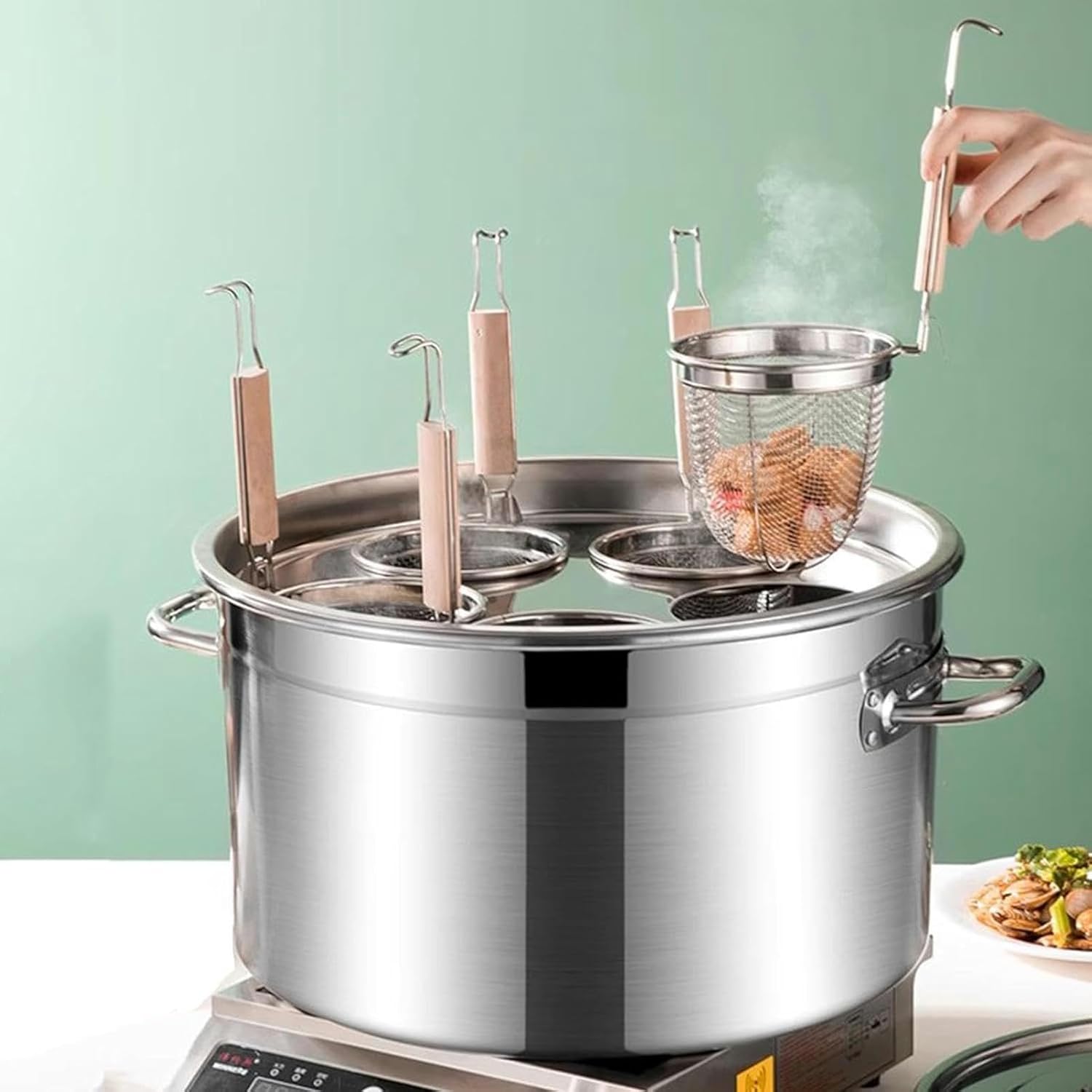 Bingwang 5 Hole Pasta Cooker Set with Strainer Basket