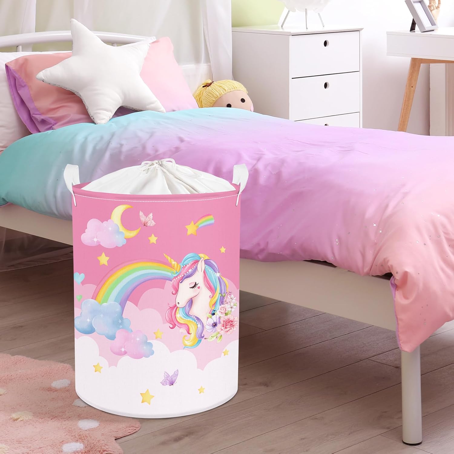 Clastyle Pink Unicorn 45L Storage Basket for Girls