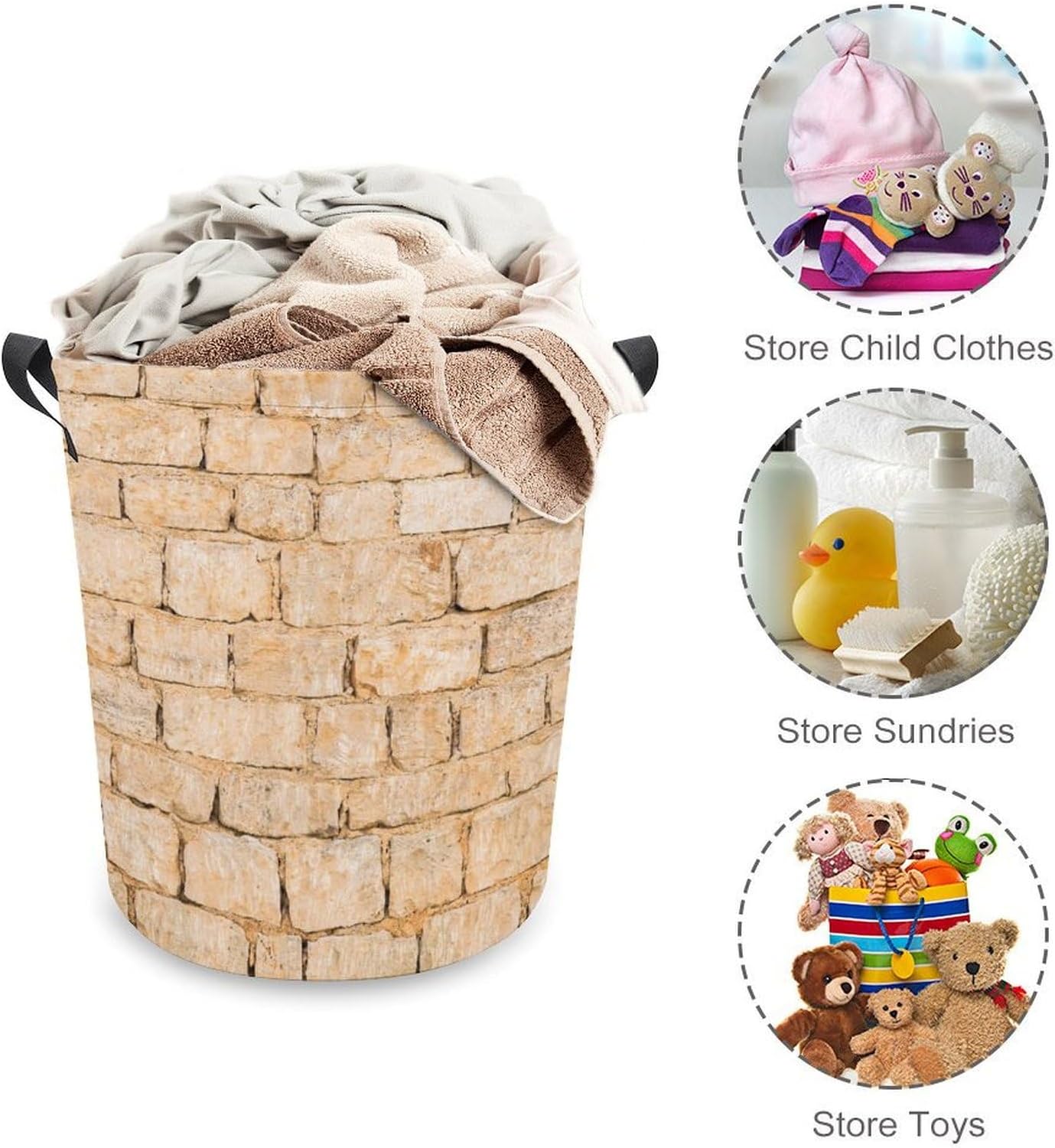 Old Stone Wall Blocks Storage Basket