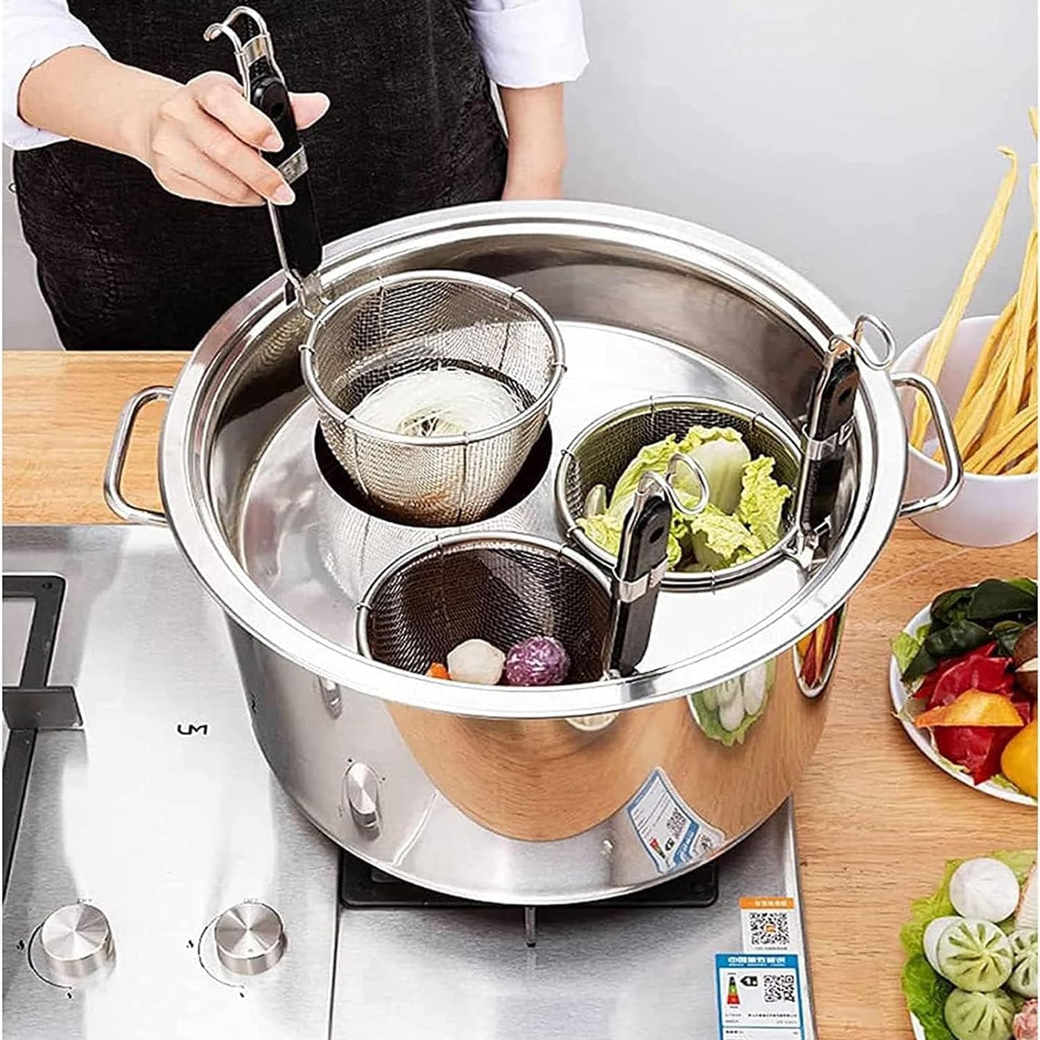 Stainless Steel Pasta Pots Set with Strainer Basket