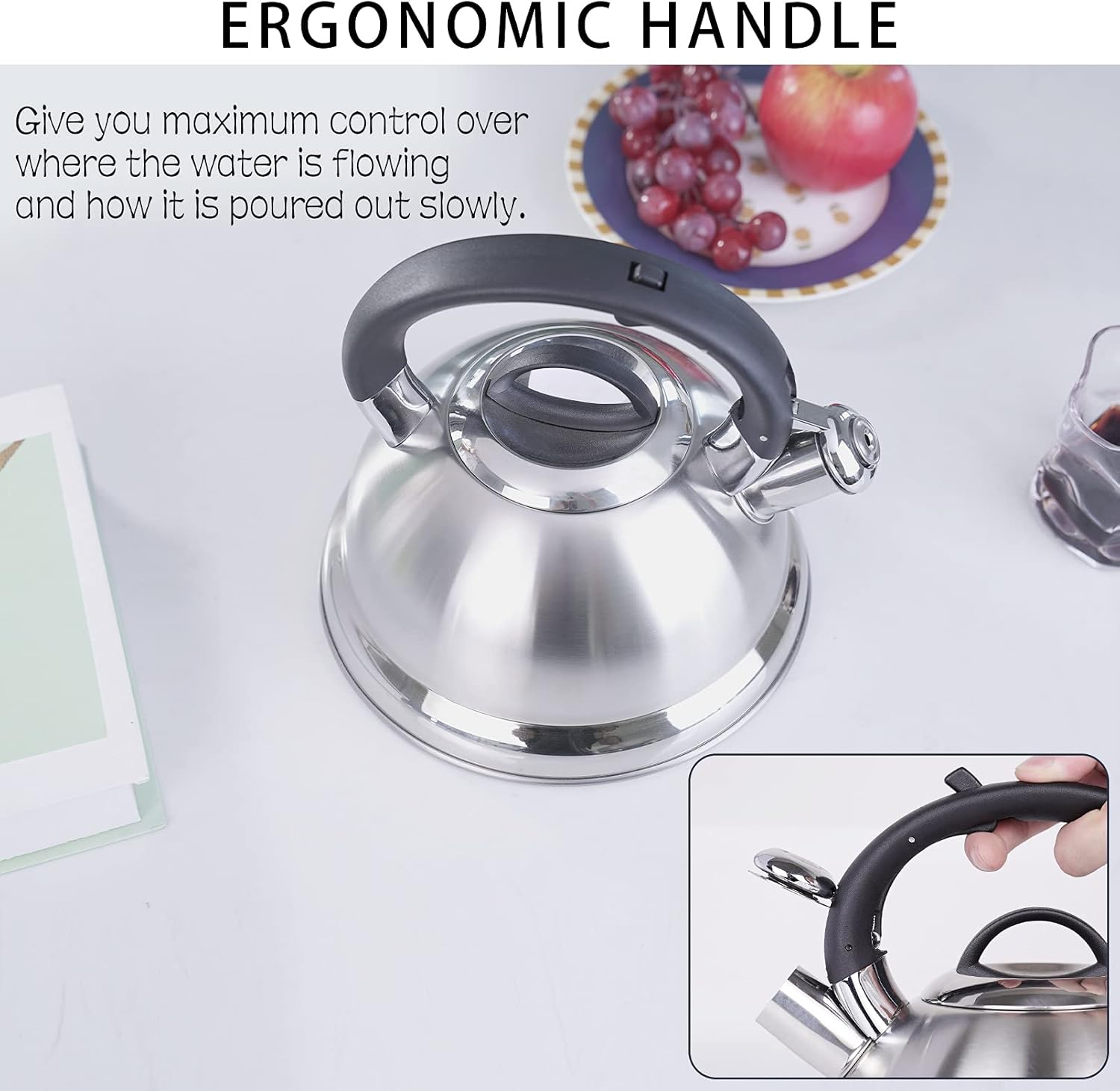 25 Quart Ergonomic Whistling Tea Kettle