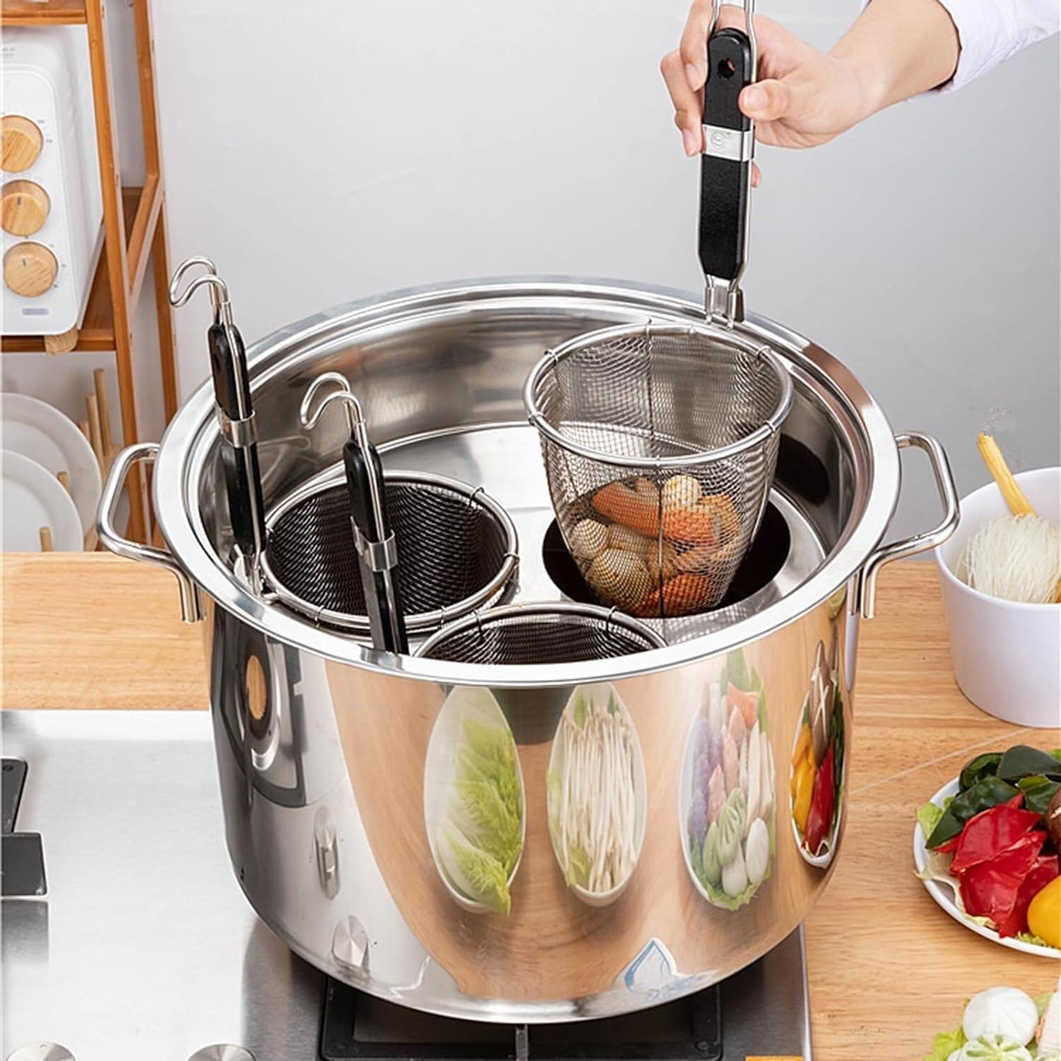 Stainless Steel Pasta Cooker Set with Insert Strainer Basket