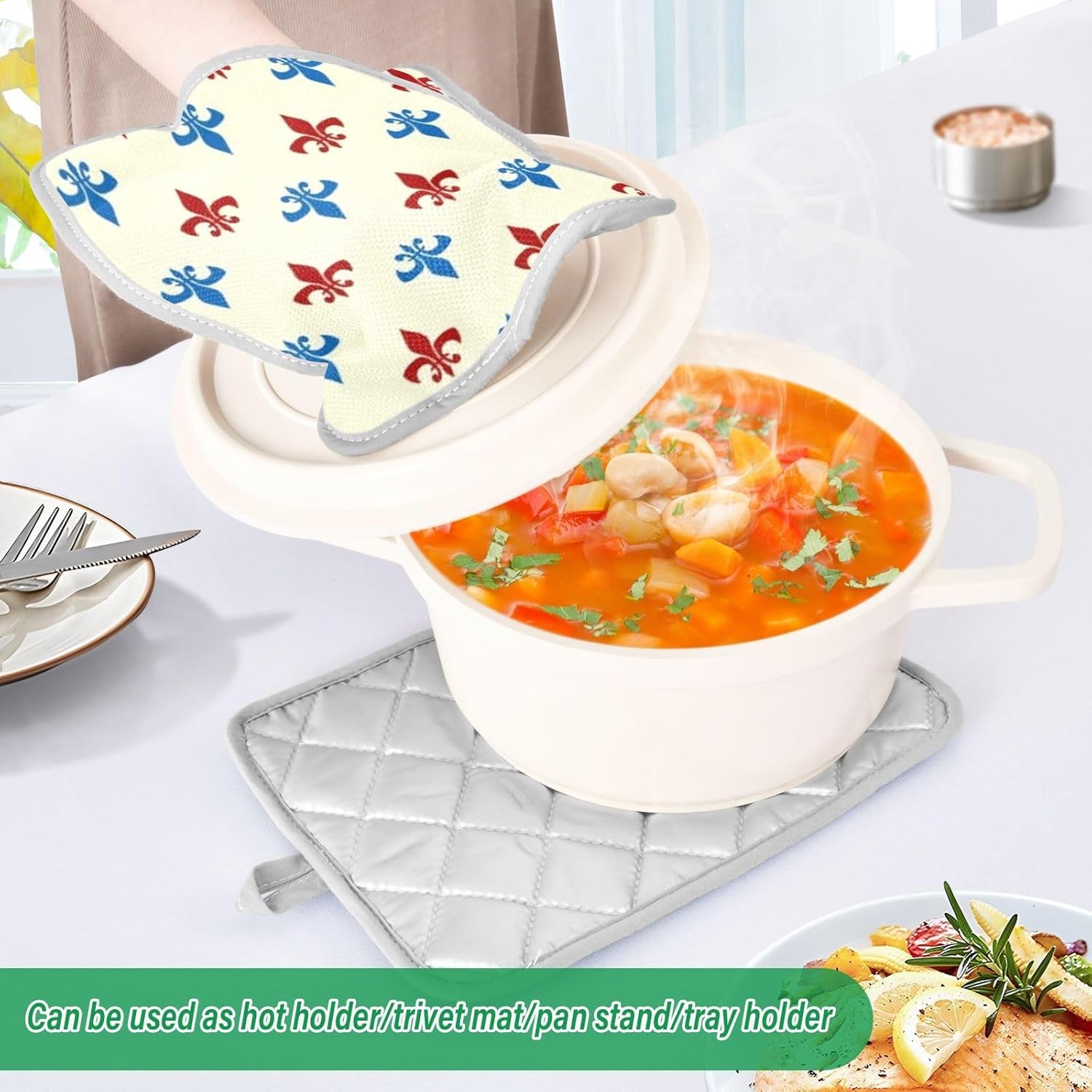 Kcldeci Fleur De LYS 2Pack Heat Resistant Oven Mitts 1
