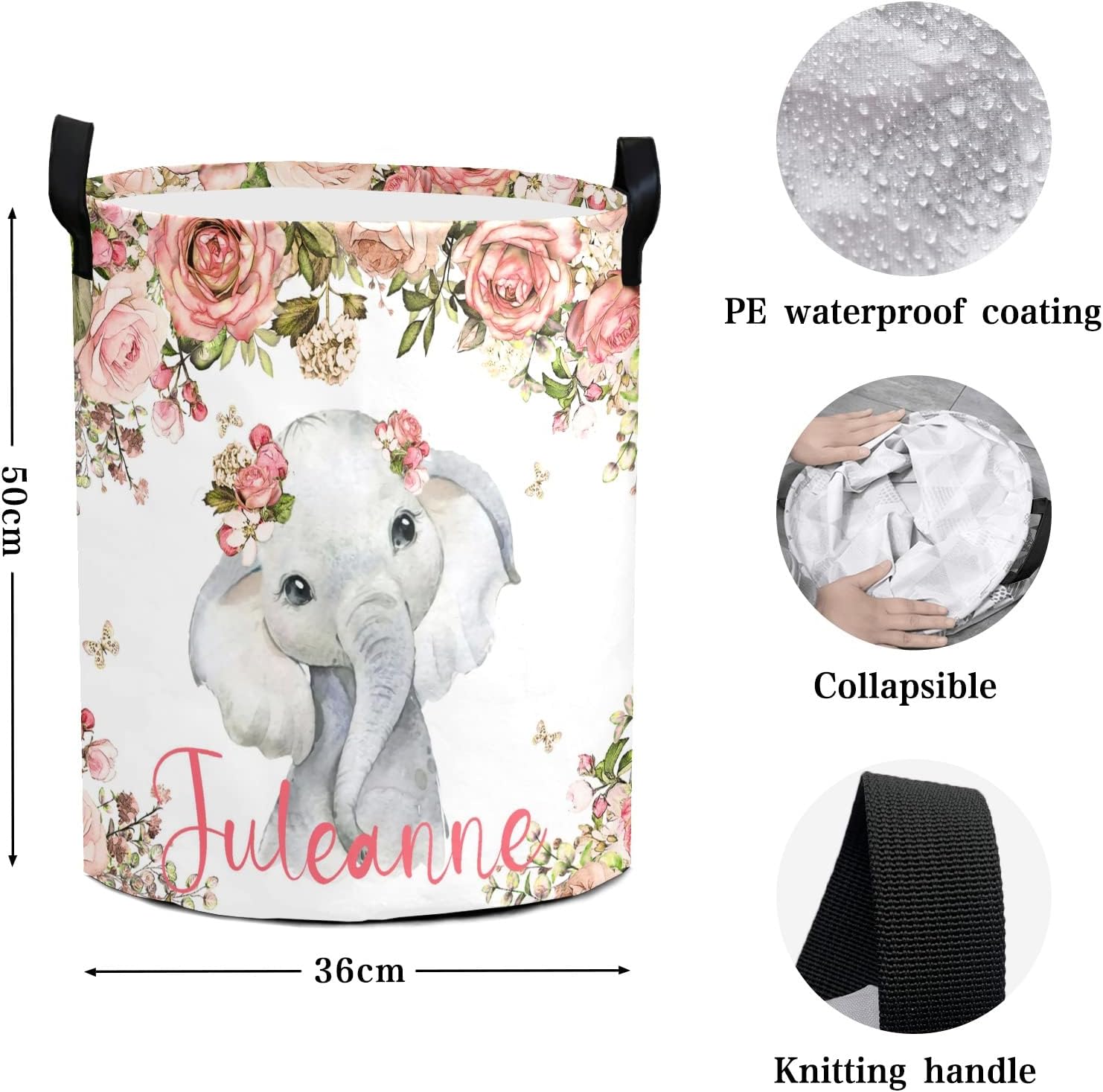 Personalized Foldable Laundry Basket with Handle for Home Storage