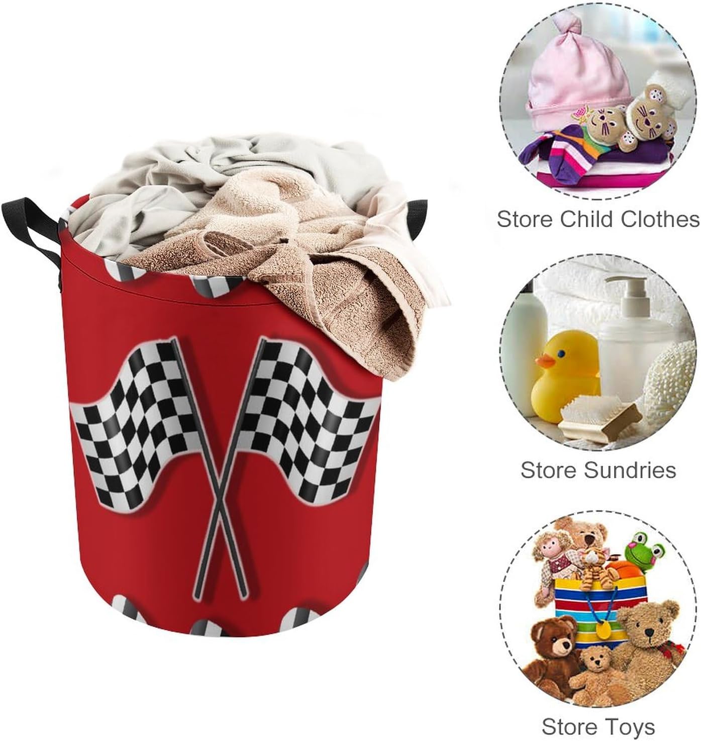 Fun Racecar Theme Laundry Hamper for Home or Travel Use