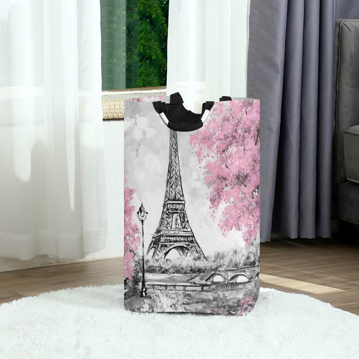 Xigua Pink Paris Tower Laundry Hamper