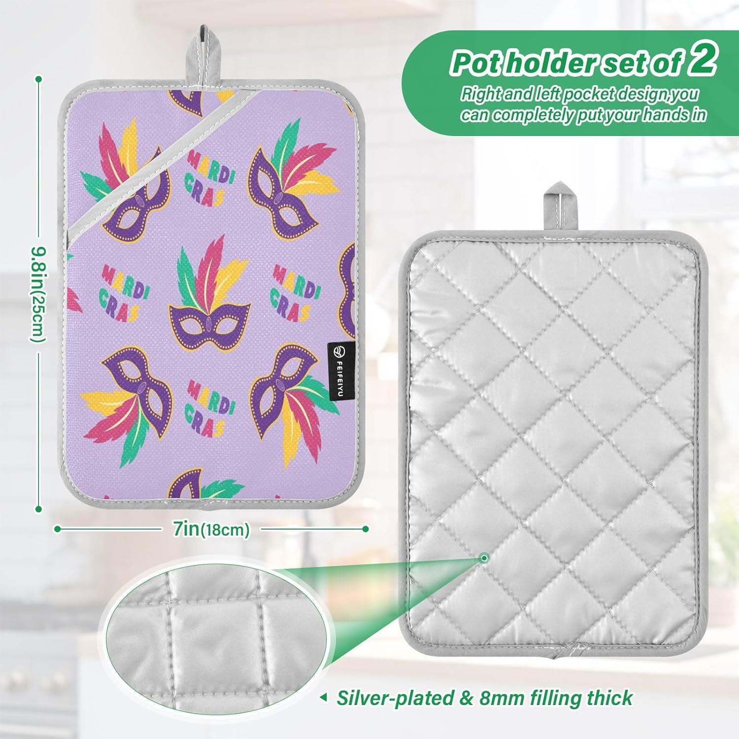 Mardi Gras Pot Holder Set - 2-Pack
