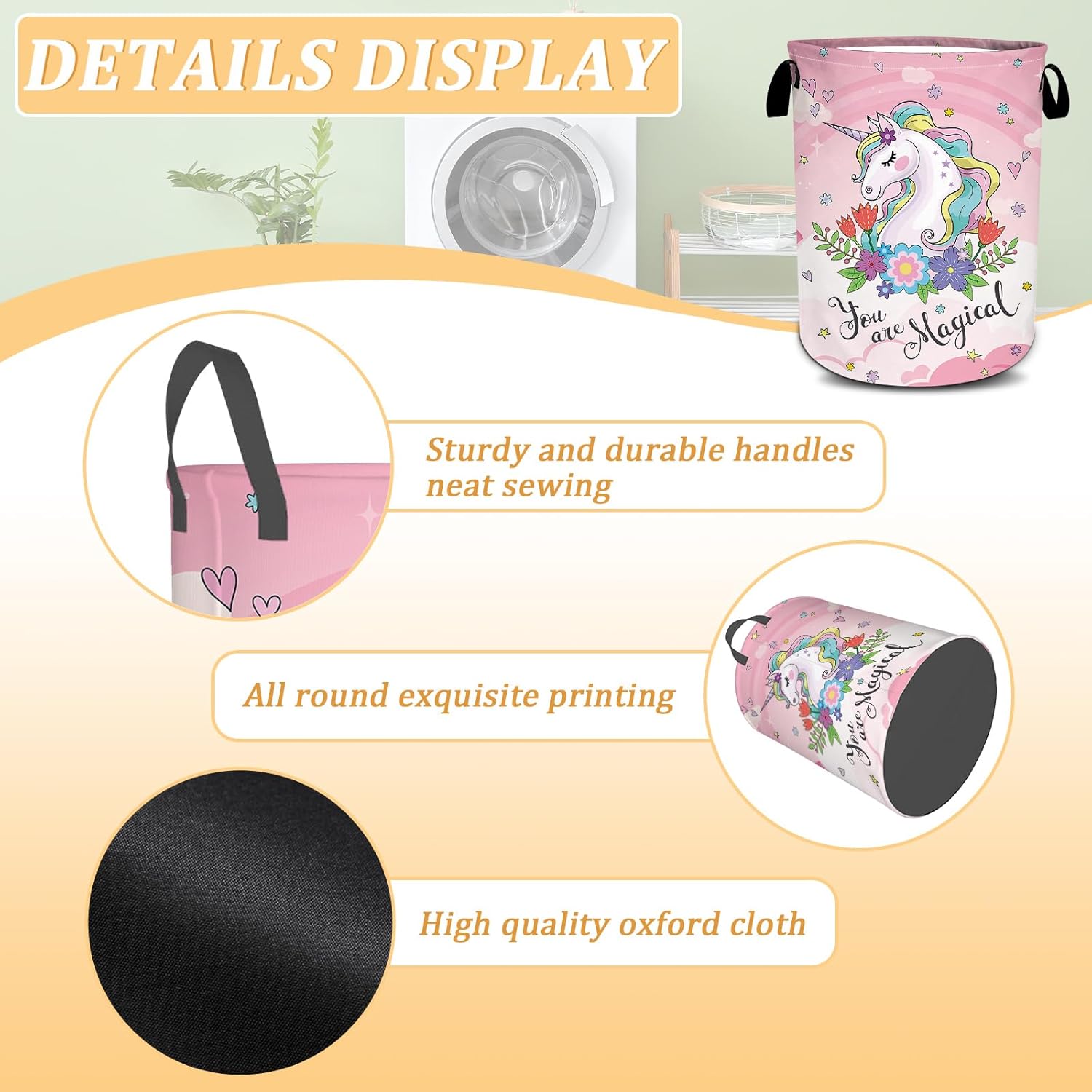 Waterproof Foldable Laundry Hamper Pink Floral Design by SLHFDKL