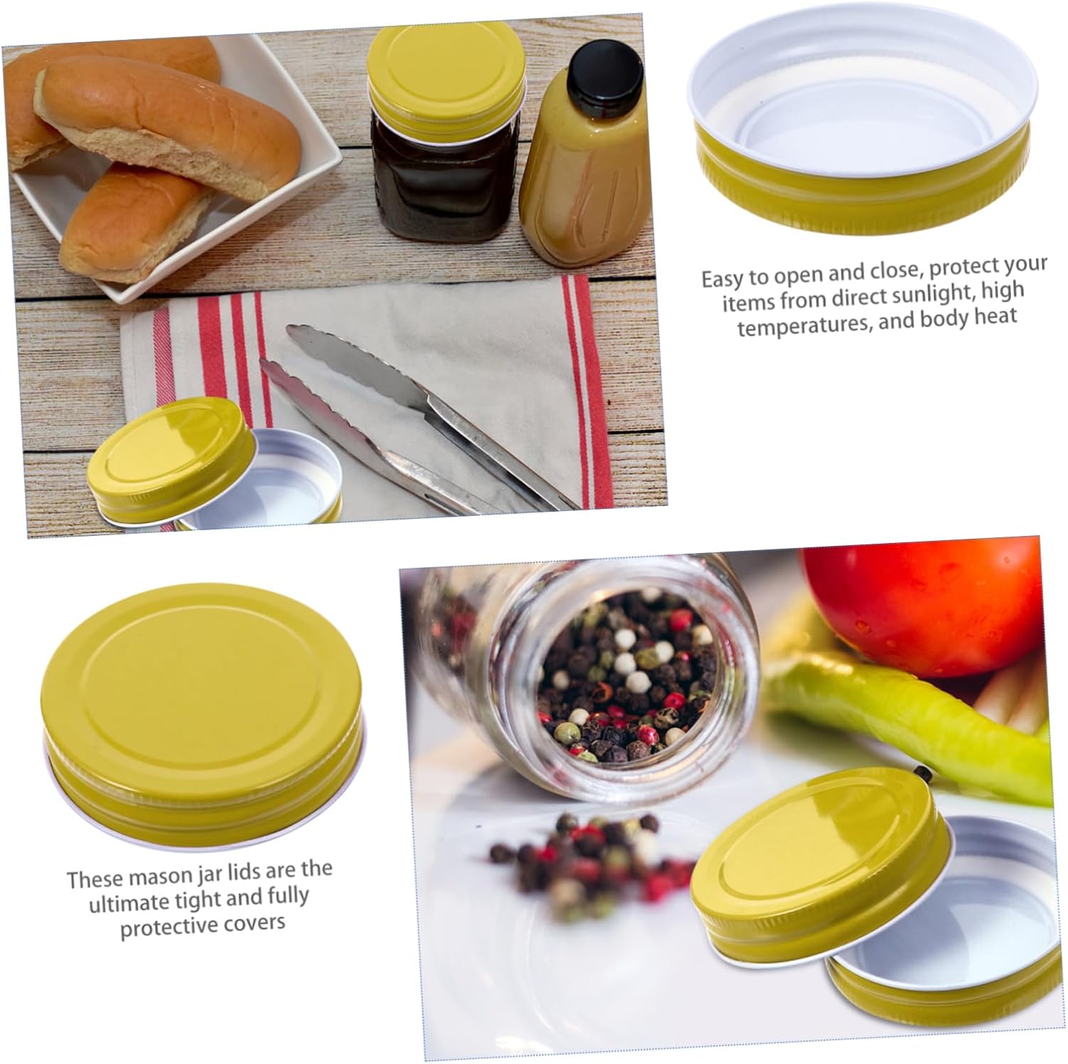SECFOU 24 Mason Jar Lids Durable Eco-Friendly