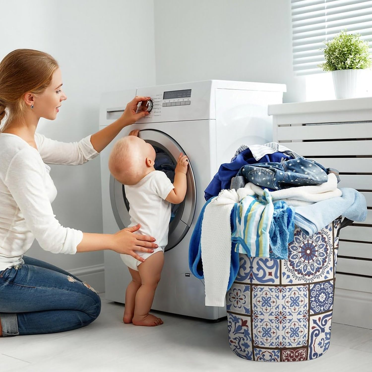 MEIKKO Tile Talavera Style Laundry Hamper