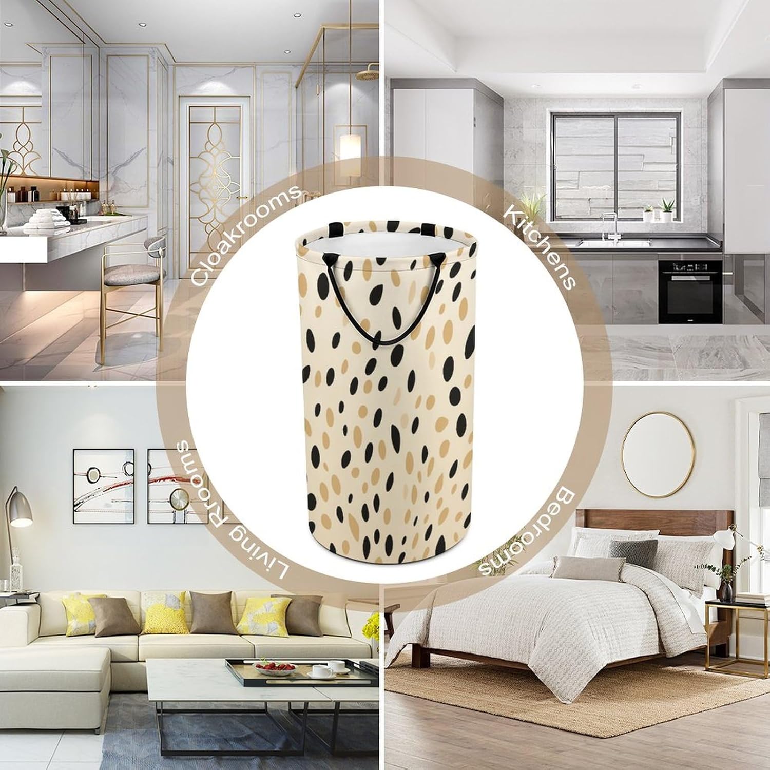 Leopard Print 87L Large Laundry Basket with Handle Foldable