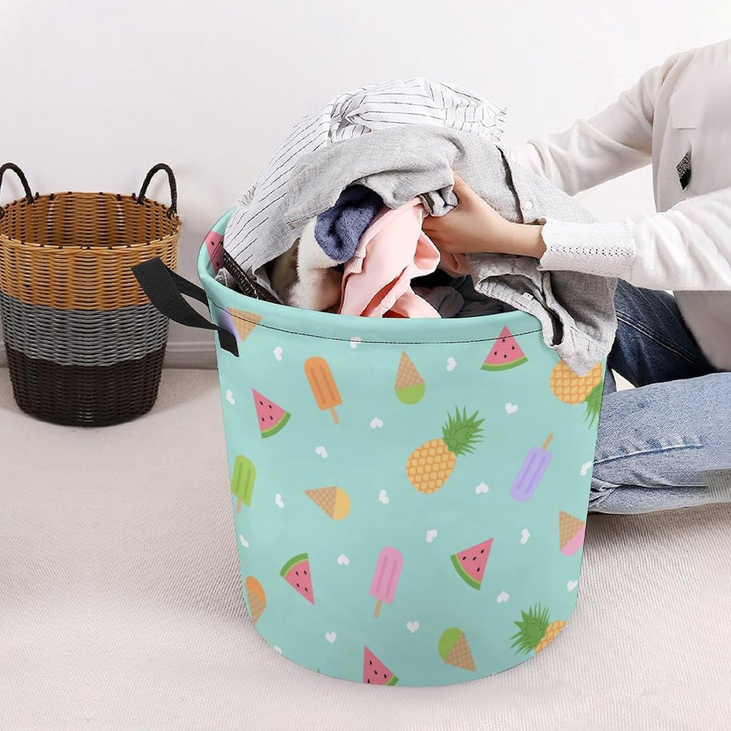 Summertime Magic MEIKKO Fruit-Themed Waterproof Laundry Hamper