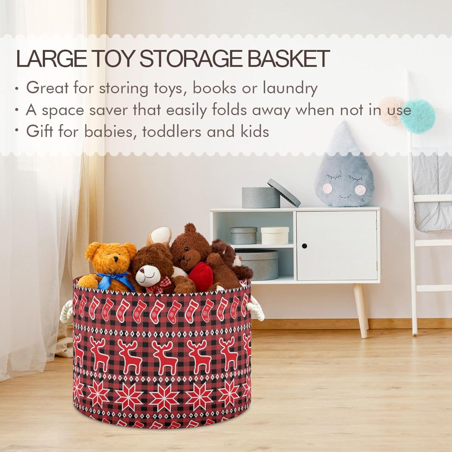 Large Red Storage Bin for Laundry